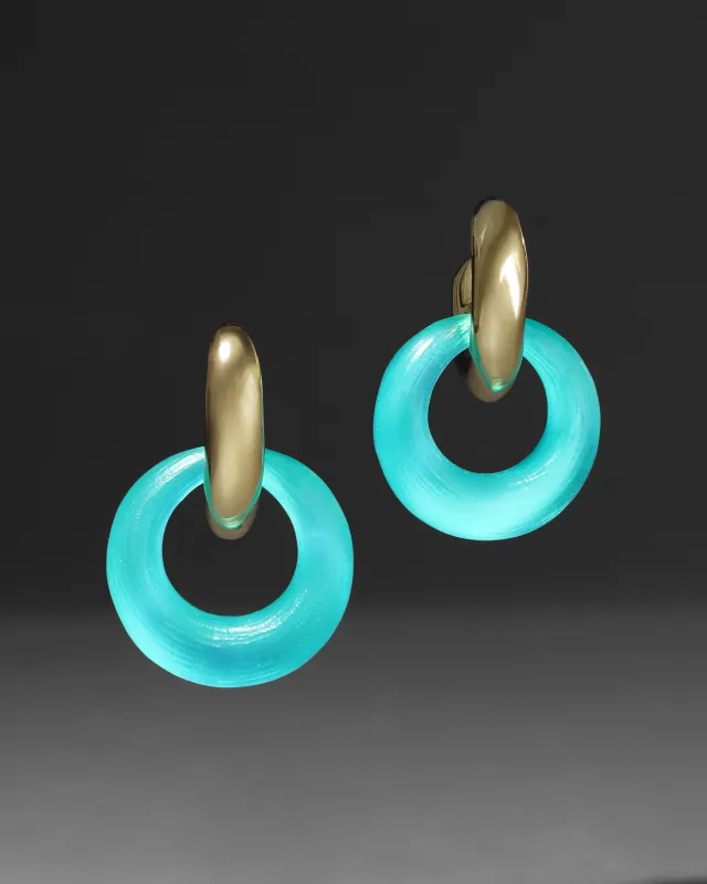 Luminous Lucite Door Knocker Earring- Caspian Sea made by Alexis Bittar