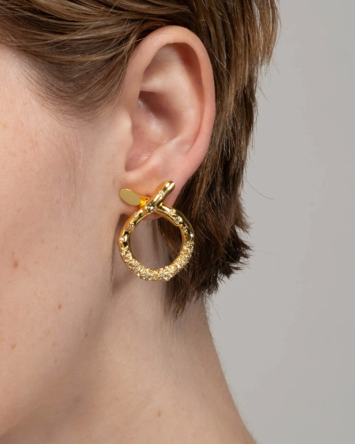 Gold Knot Crystal Pave Earring sold by Alexis Bittar product image thumbnail 2