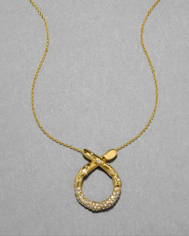 Gold Knot Crystal Pave Necklace sold by Alexis Bittar