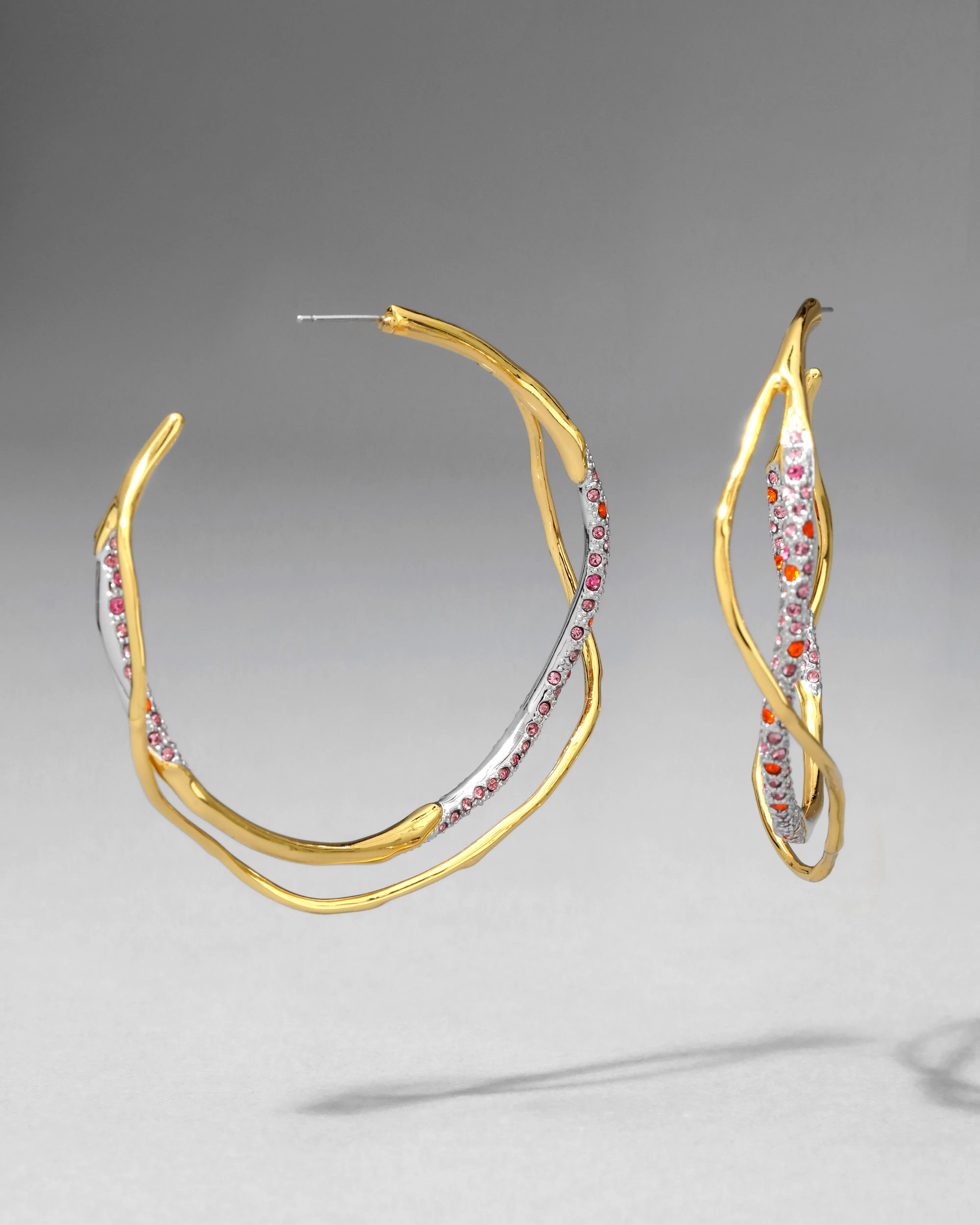 Intertwined Two Tone Pave Hoop Earring- Candy sold by Alexis Bittar product image thumbnail 4
