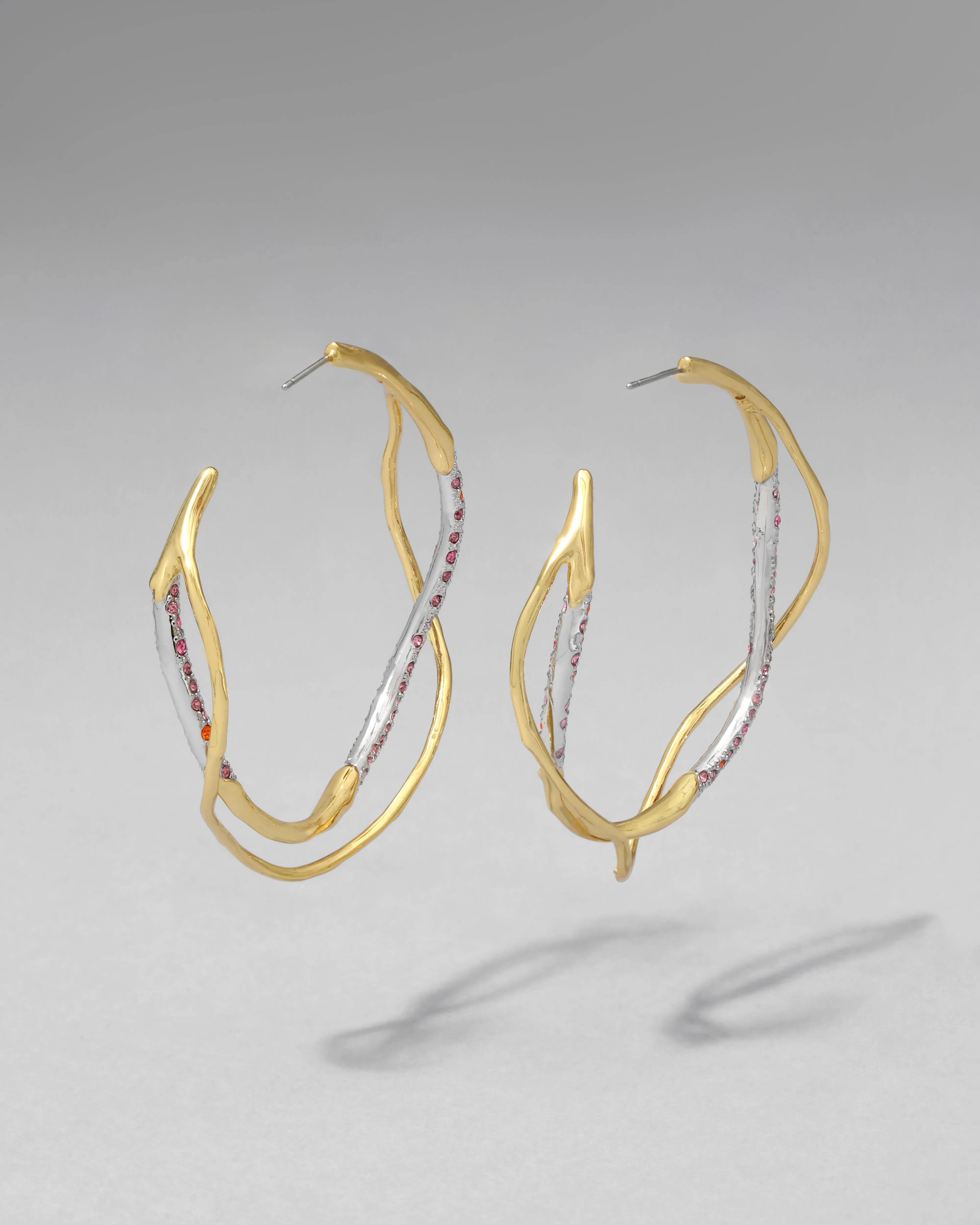 Intertwined Two Tone Pave Hoop Earring- Candy sold by Alexis Bittar product image thumbnail 5