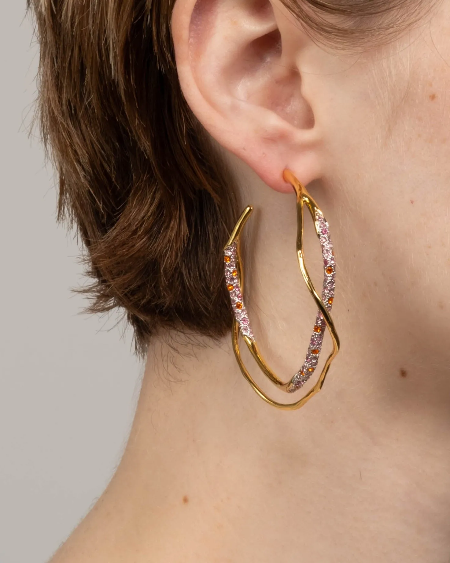 Intertwined Two Tone Pave Hoop Earring- Candy sold by Alexis Bittar product image thumbnail 2