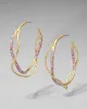 Intertwined Two Tone Pave Hoop Earring- Candy sold by Alexis Bittar