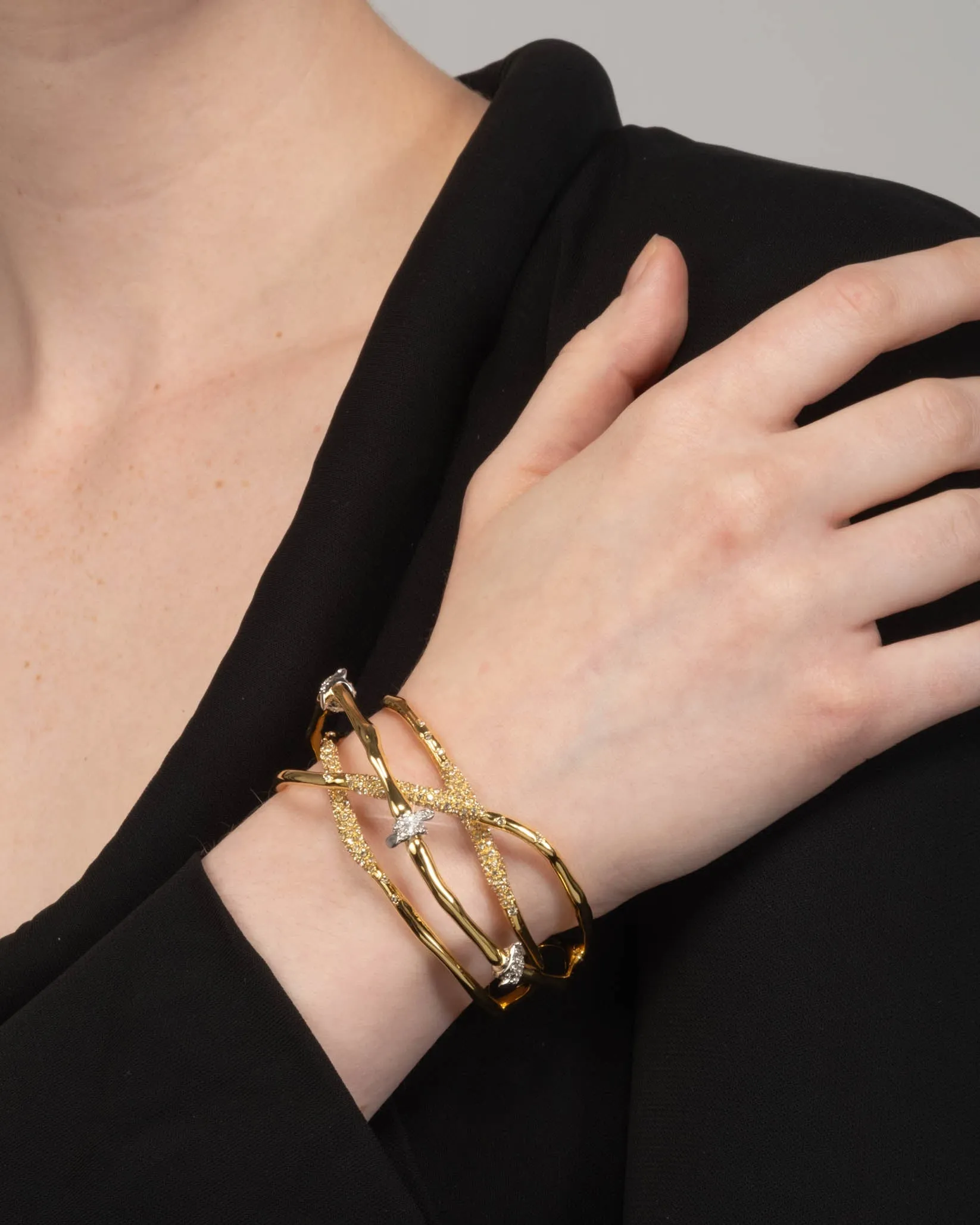 Crystal Pave Barbed Wire Open Cuff Bracelet sold by Alexis Bittar product image thumbnail 2