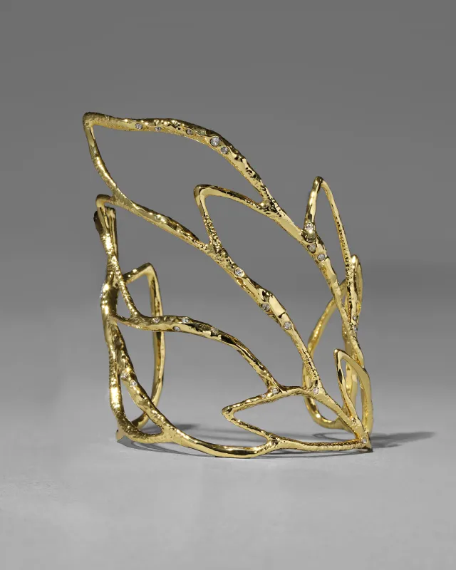Cutout Leaf Gold Crystal Cuff Bracelet sold by Alexis Bittar