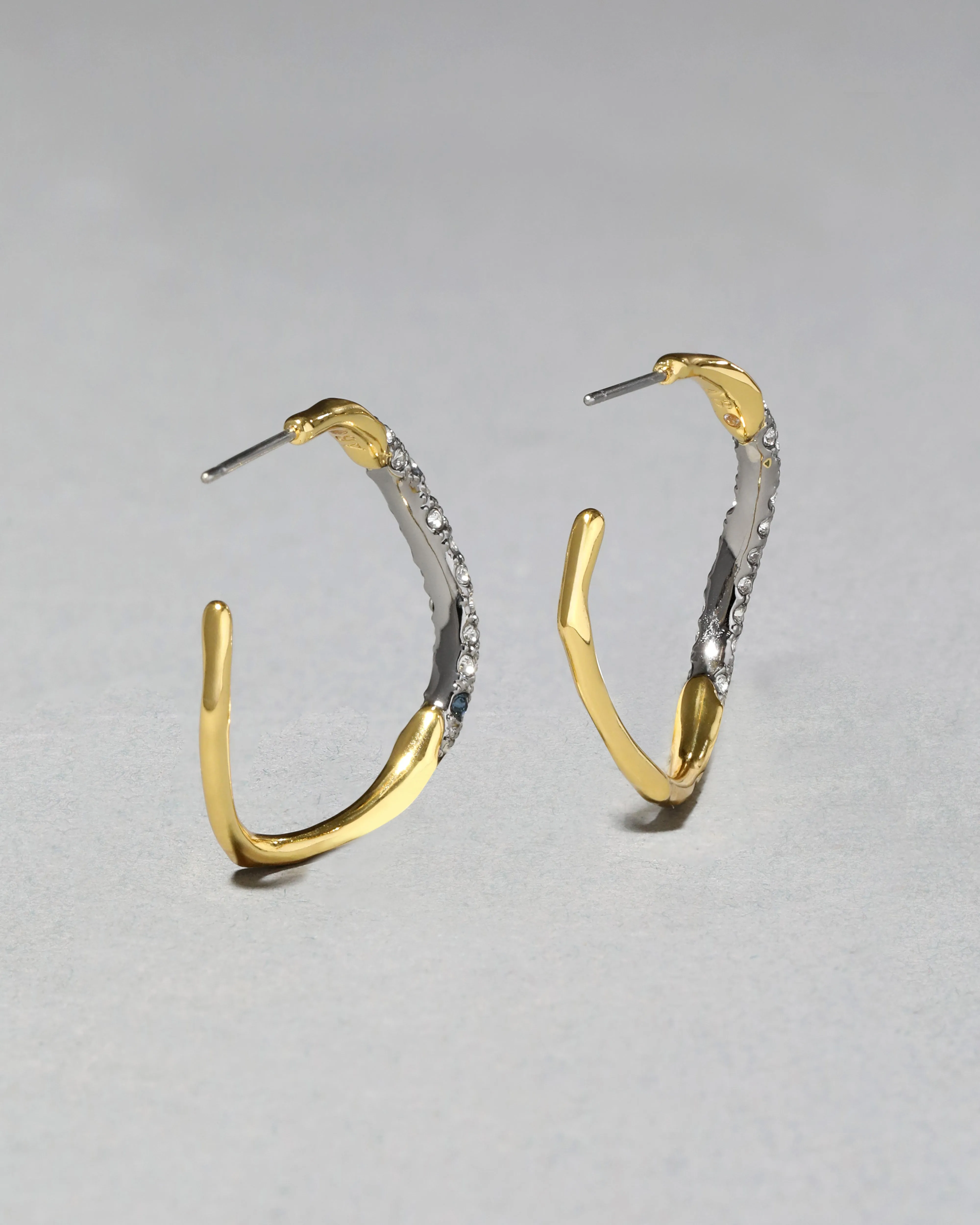 Two Tone Pave Hoop Earring- Midnight sold by Alexis Bittar product image thumbnail 4