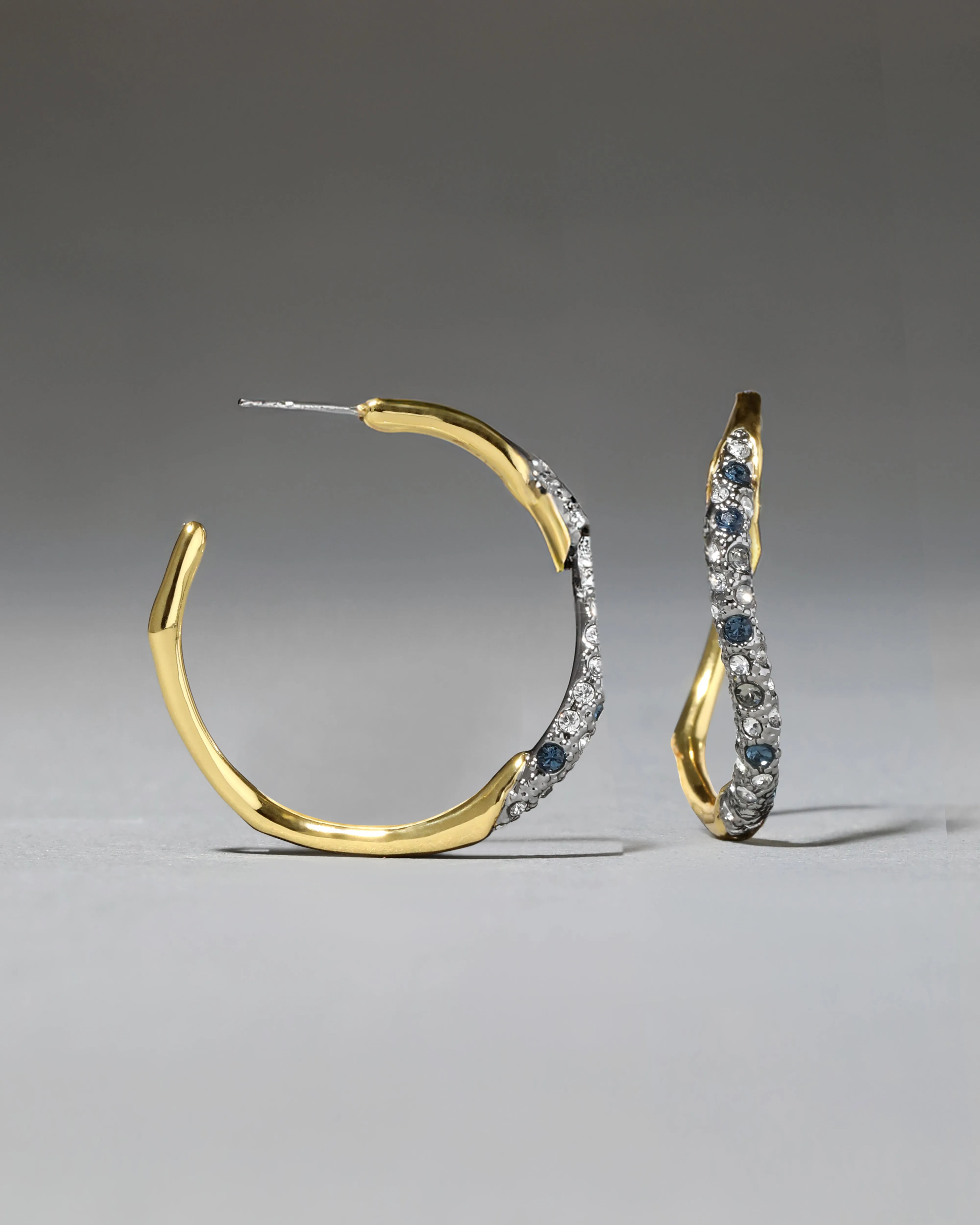 Two Tone Pave Hoop Earring- Midnight sold by Alexis Bittar