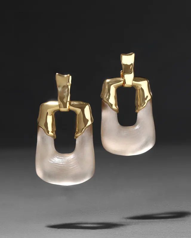 Luminous Lucite Rectangular Door Knocker Earring- Champagne made by Alexis Bittar