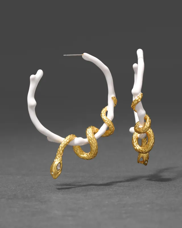 Aquatic Dreams White Coral Snake Hoop Earring sold by Alexis Bittar
