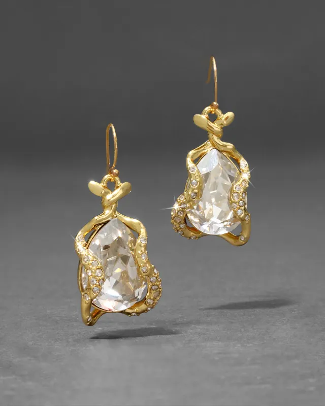 Twisted Gold Crystal Drop Wire Earring sold by Alexis Bittar
