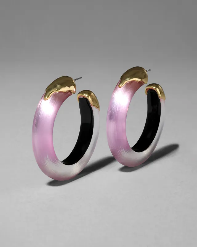 Luminous Lucite Gold Dipped Hoop Earring- Cherry Blossom sold by Alexis Bittar