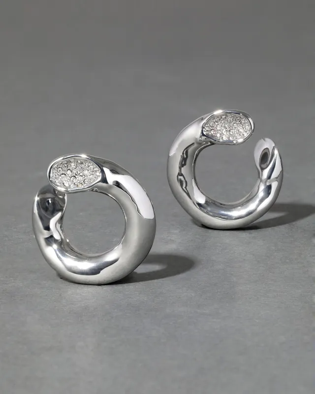 Solanales Front Facing Hoop Earring- Silver sold by Alexis Bittar