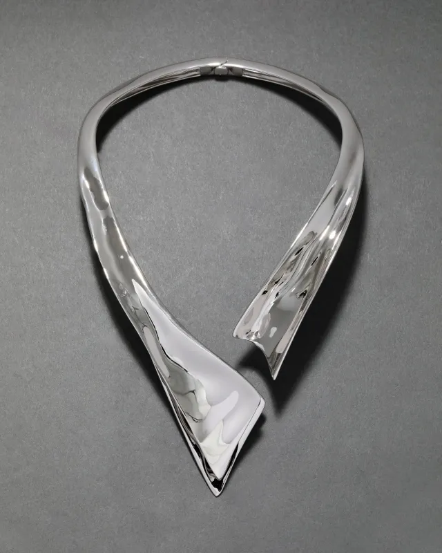 Molten Silver Bypass Hinged Collar Necklace sold by Alexis Bittar