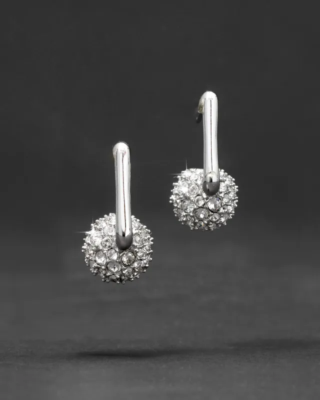 Silver Greek Key Crystal Pave Post Earring sold by Alexis Bittar