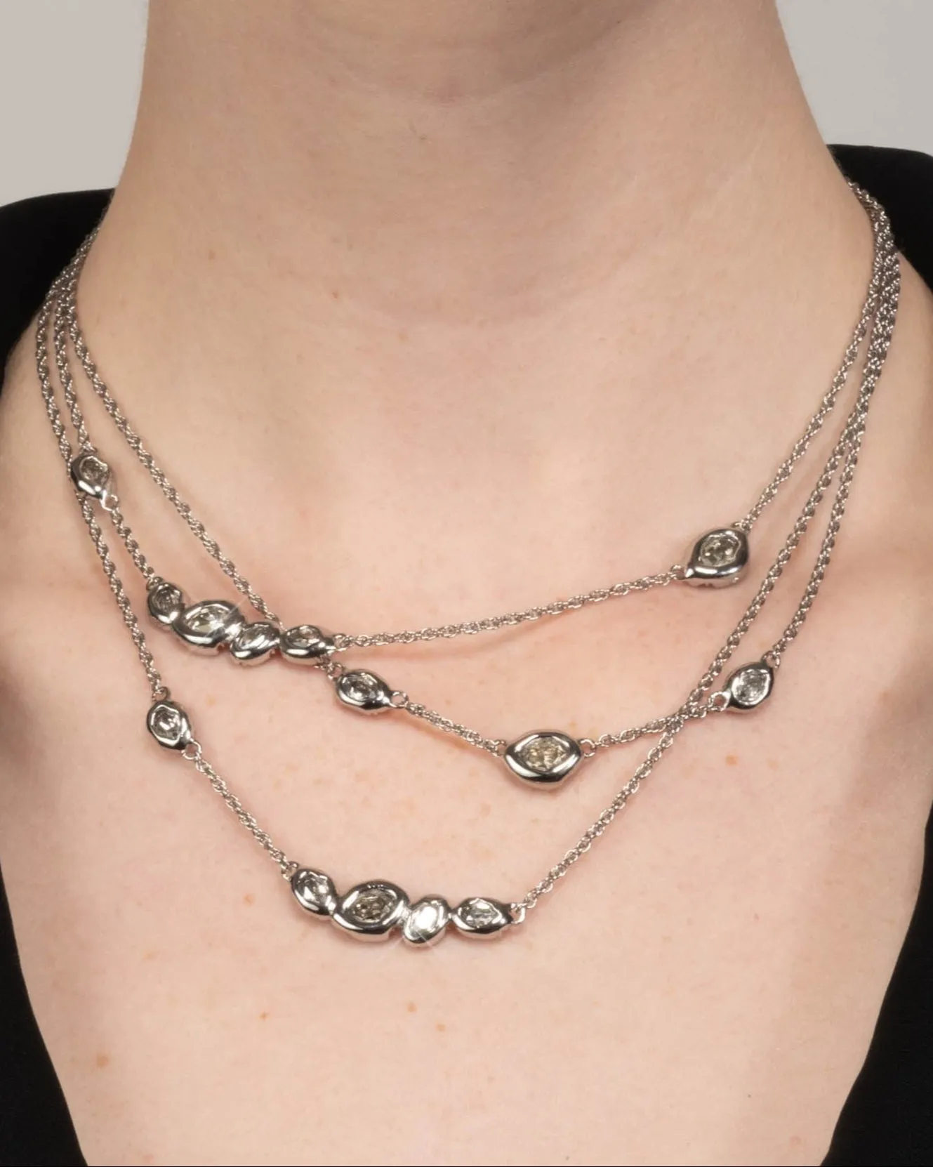 Layered Molten Silver Crystal Station Necklace sold by Alexis Bittar product image thumbnail 2