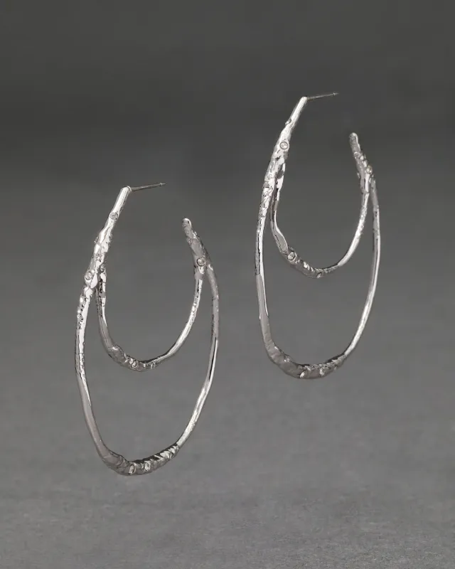 Silver Textured Double Hoop Earring sold by Alexis Bittar