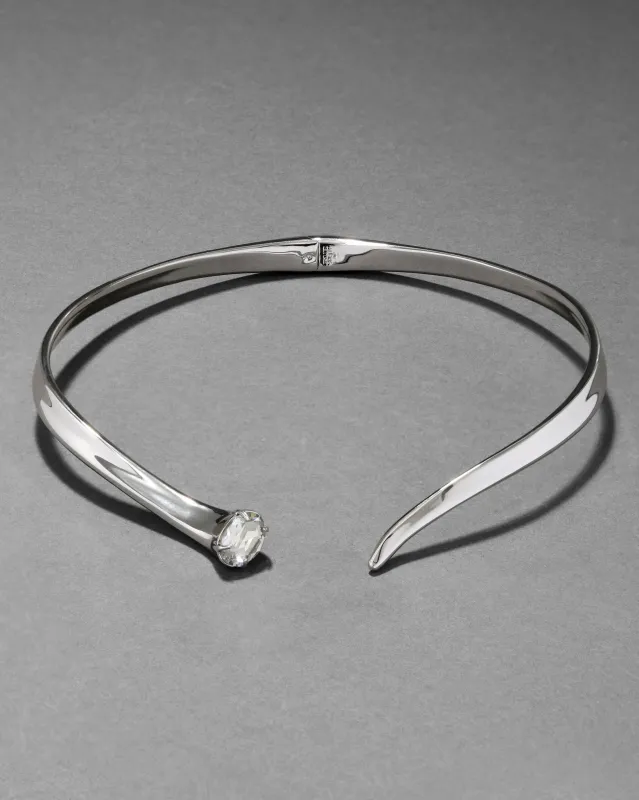 Silver Crystal Accent Hinge Arc Collar sold by Alexis Bittar