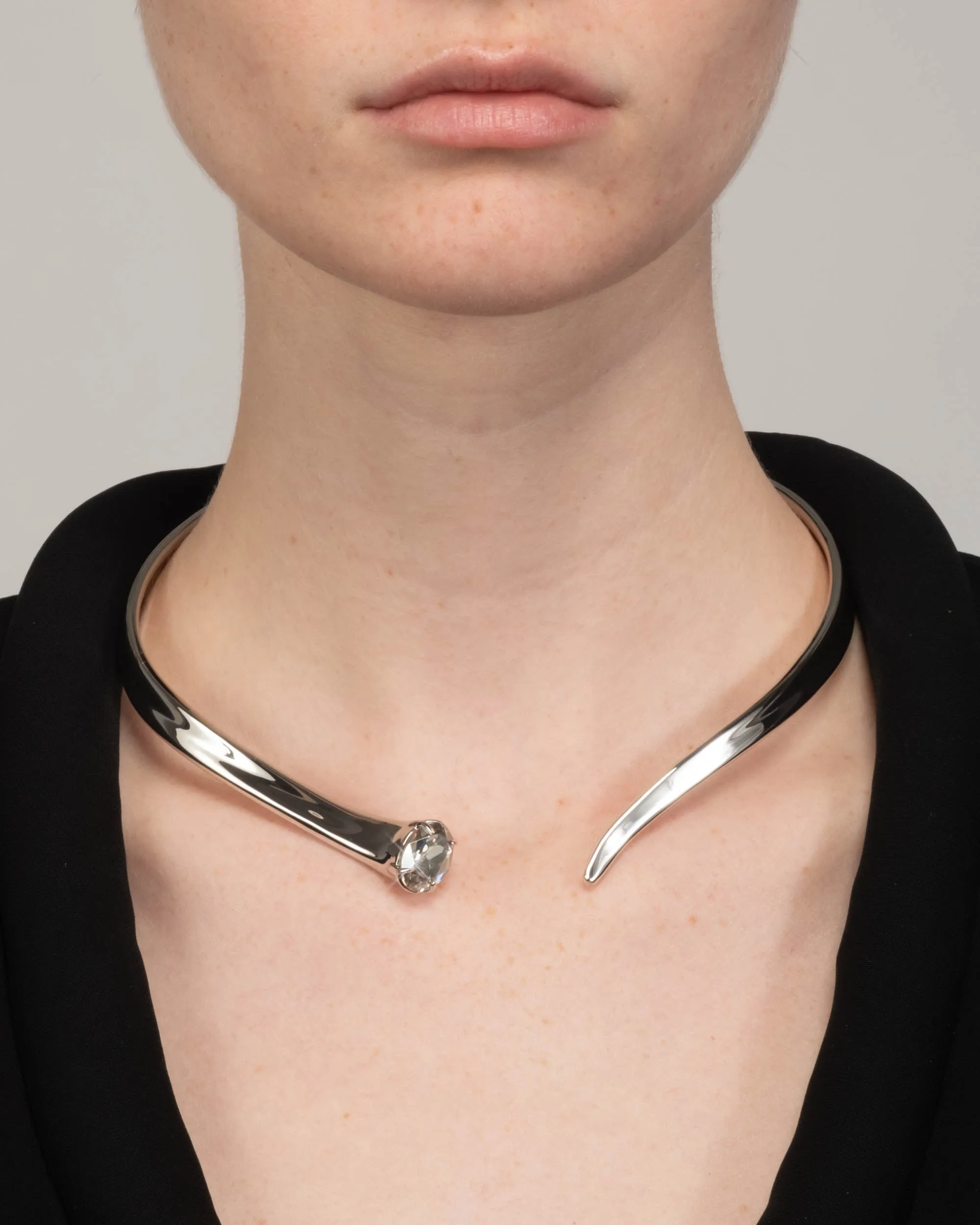 Silver Crystal Accent Hinge Arc Collar sold by Alexis Bittar product image thumbnail 2