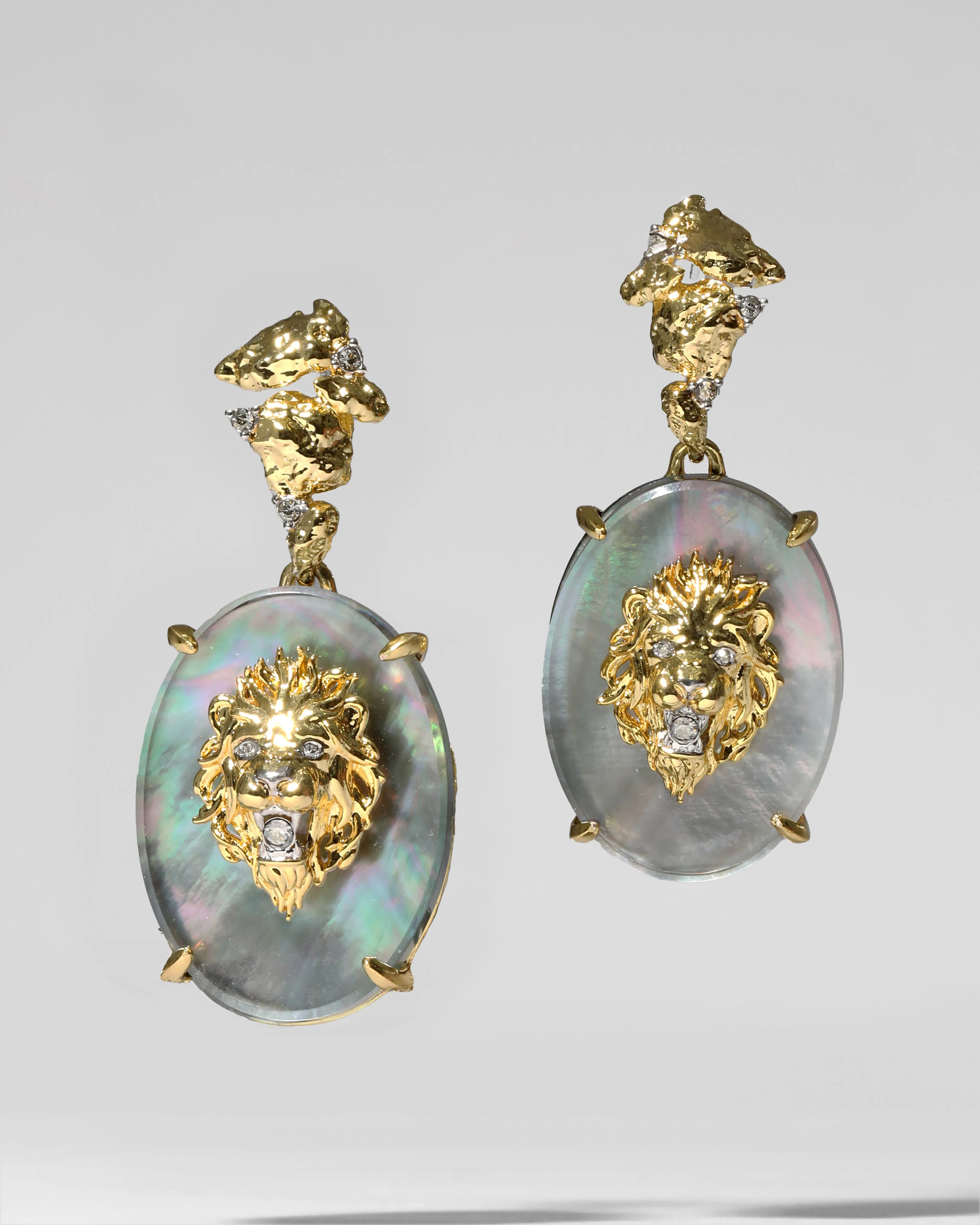 Valor Lion Cameo Drop Earring- Black Mother of Pearl Doublet sold by Alexis Bittar