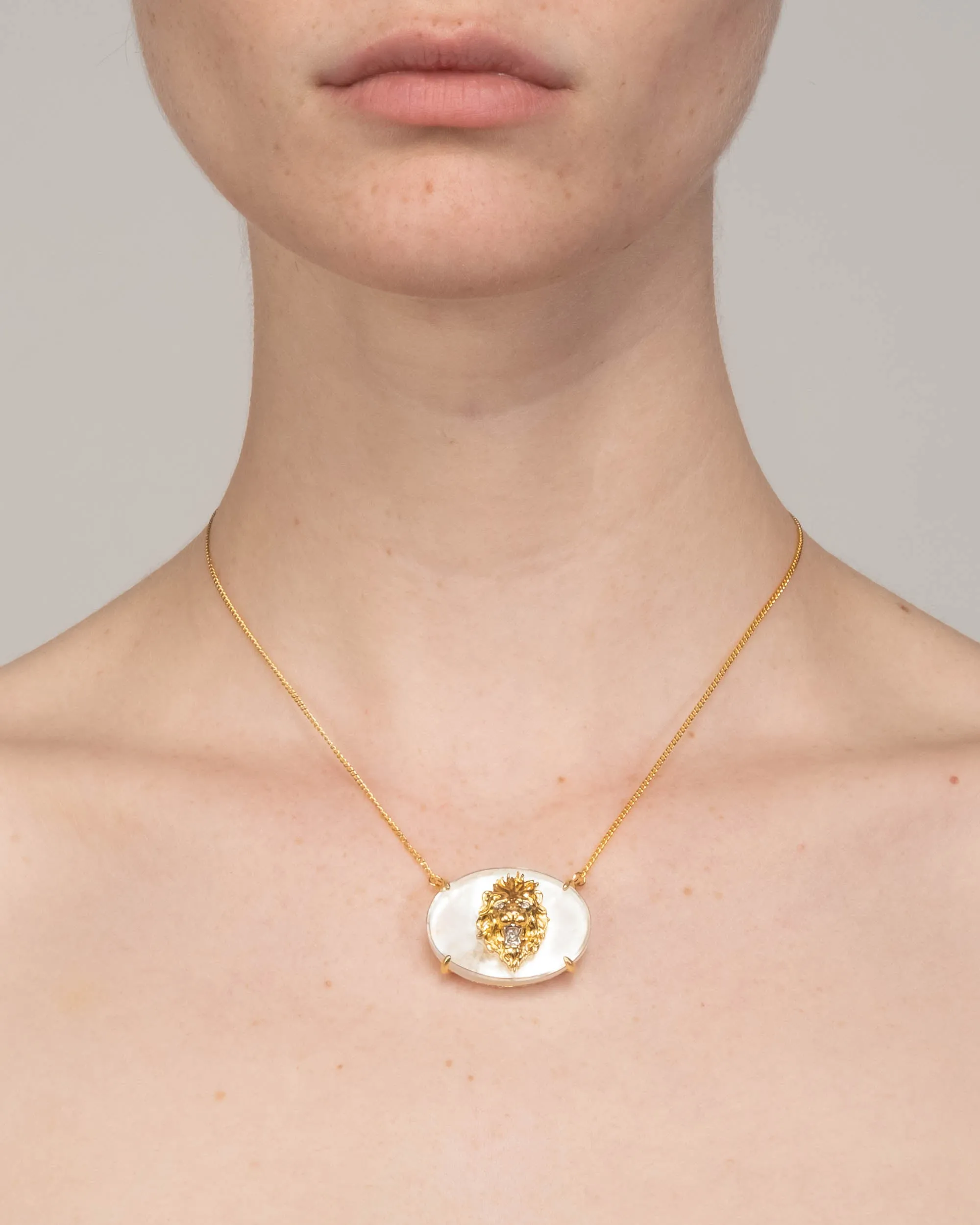 Valor Lion Cameo Pendant Necklace- White Mother of Pearl sold by Alexis Bittar product image thumbnail 2