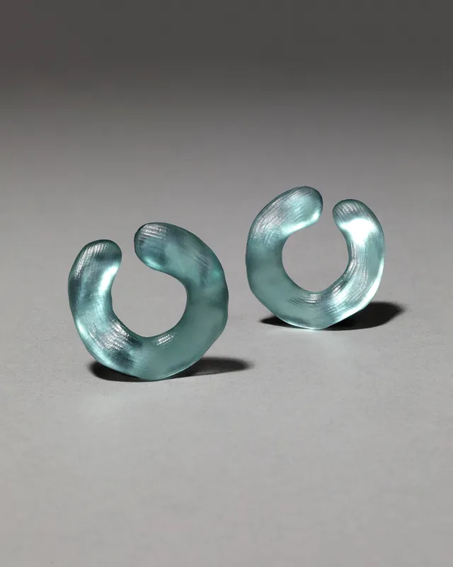 Lucite Large Front Facing Hoop Earring- Teal Blue sold by Alexis Bittar