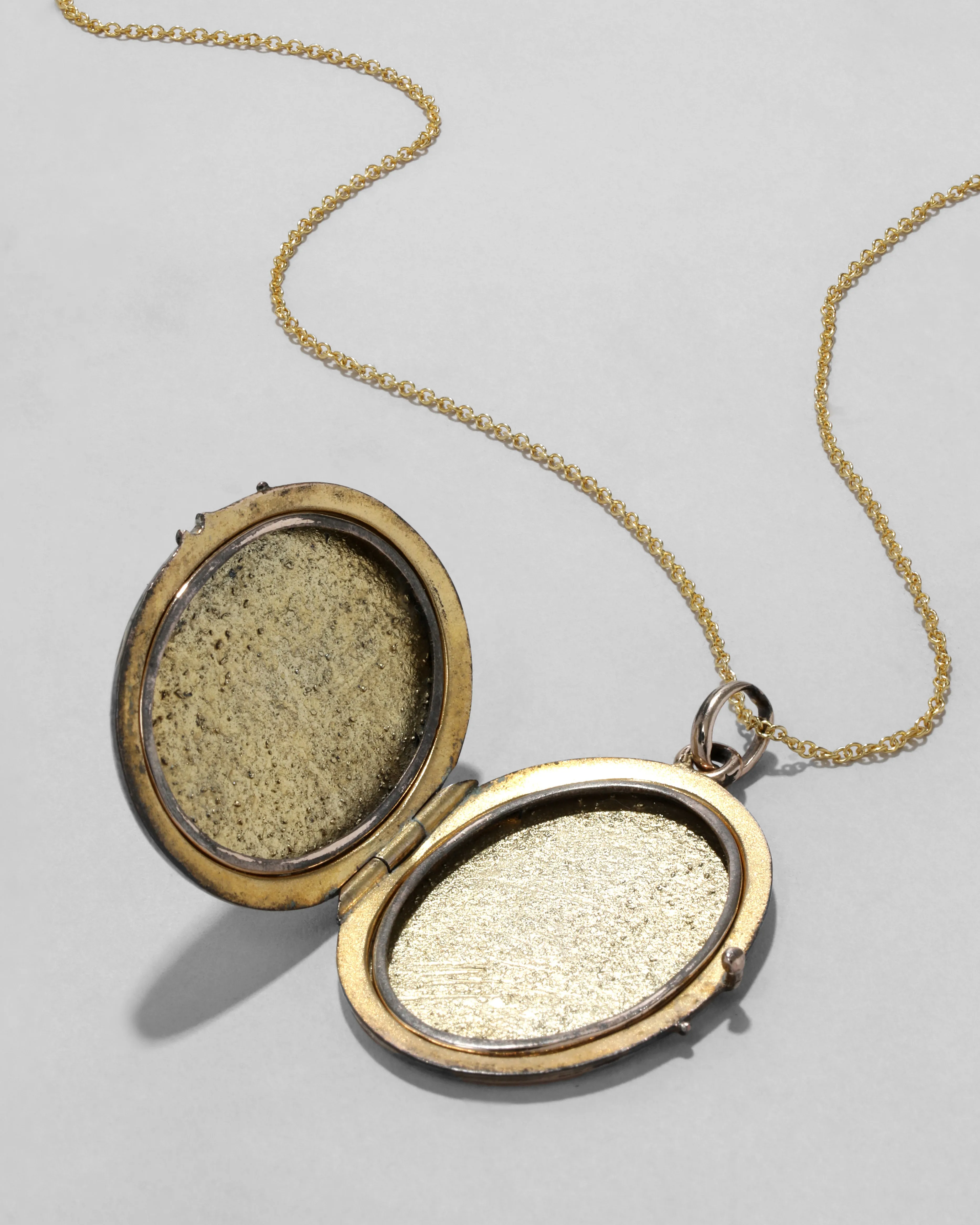 Antique 1910s 14k Gold Filled Hammered Oval Locket Necklace sold by Alexis Bittar product image thumbnail 3