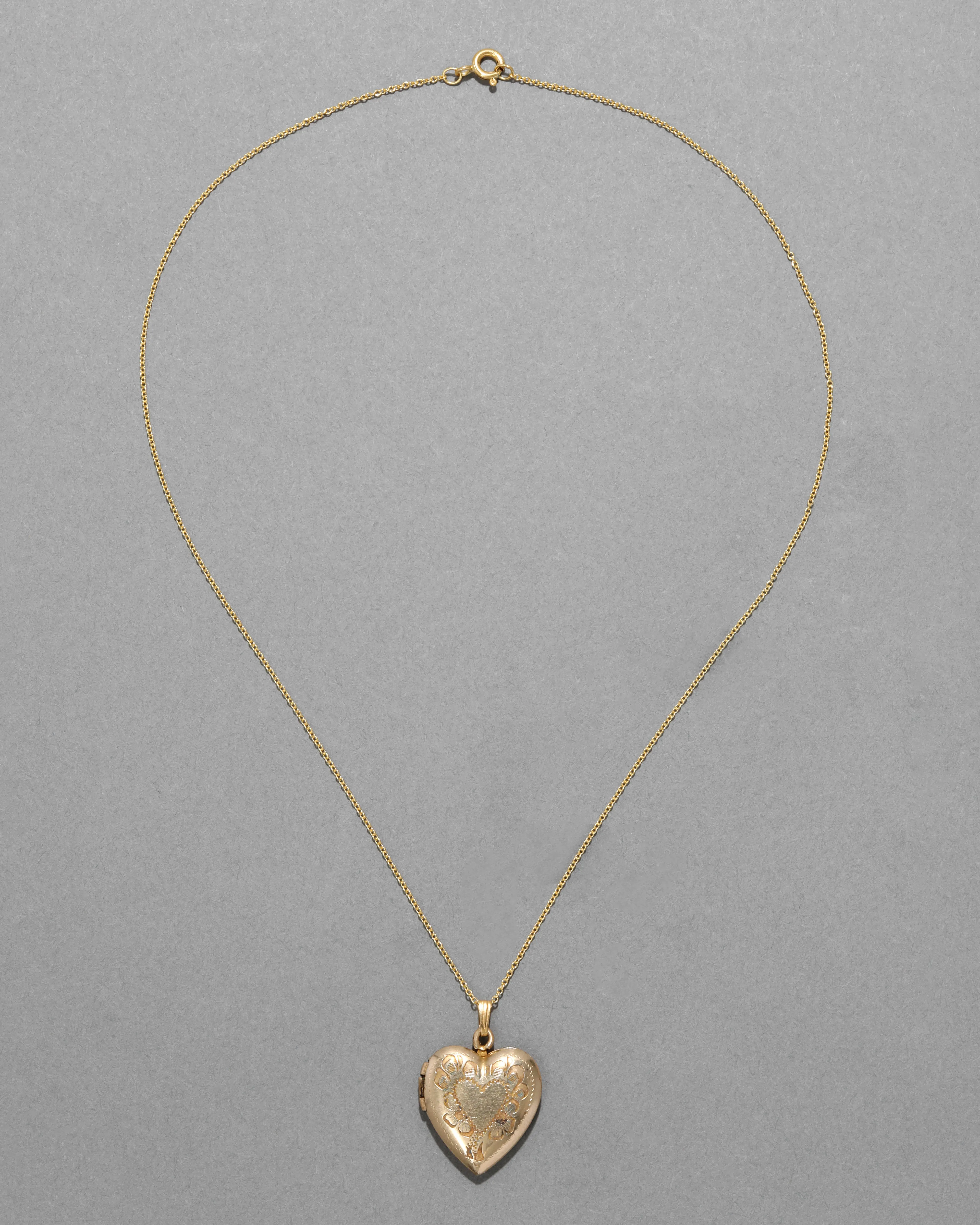 Vintage 1940s 14k Gold Filled Floral Heart Motif Heart Shaped Locket Necklace sold by Alexis Bittar product image thumbnail 2