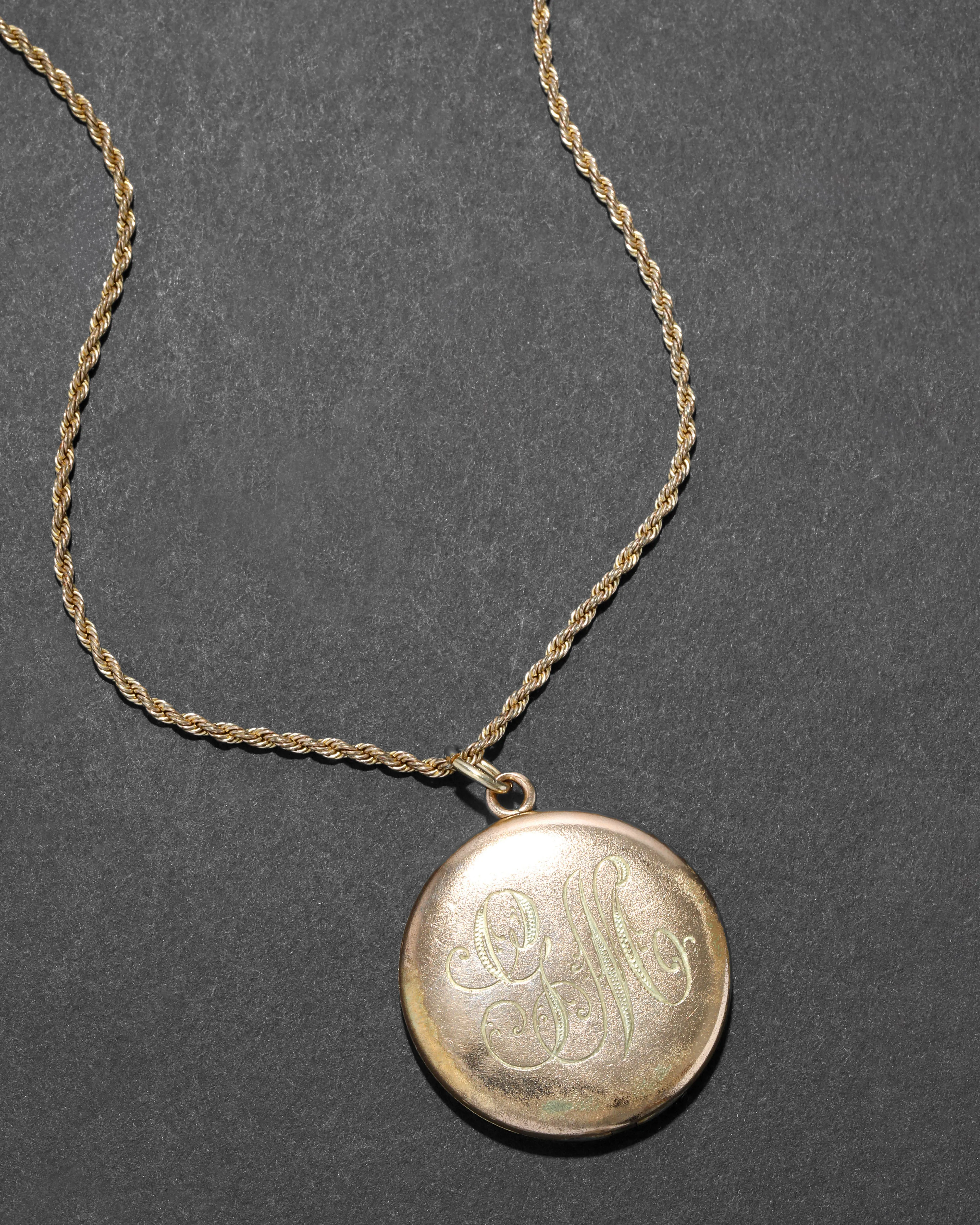 Antique 1800s 14k Gold Filled Crystal Embellished Circle Locket Necklace sold by Alexis Bittar product image thumbnail 4