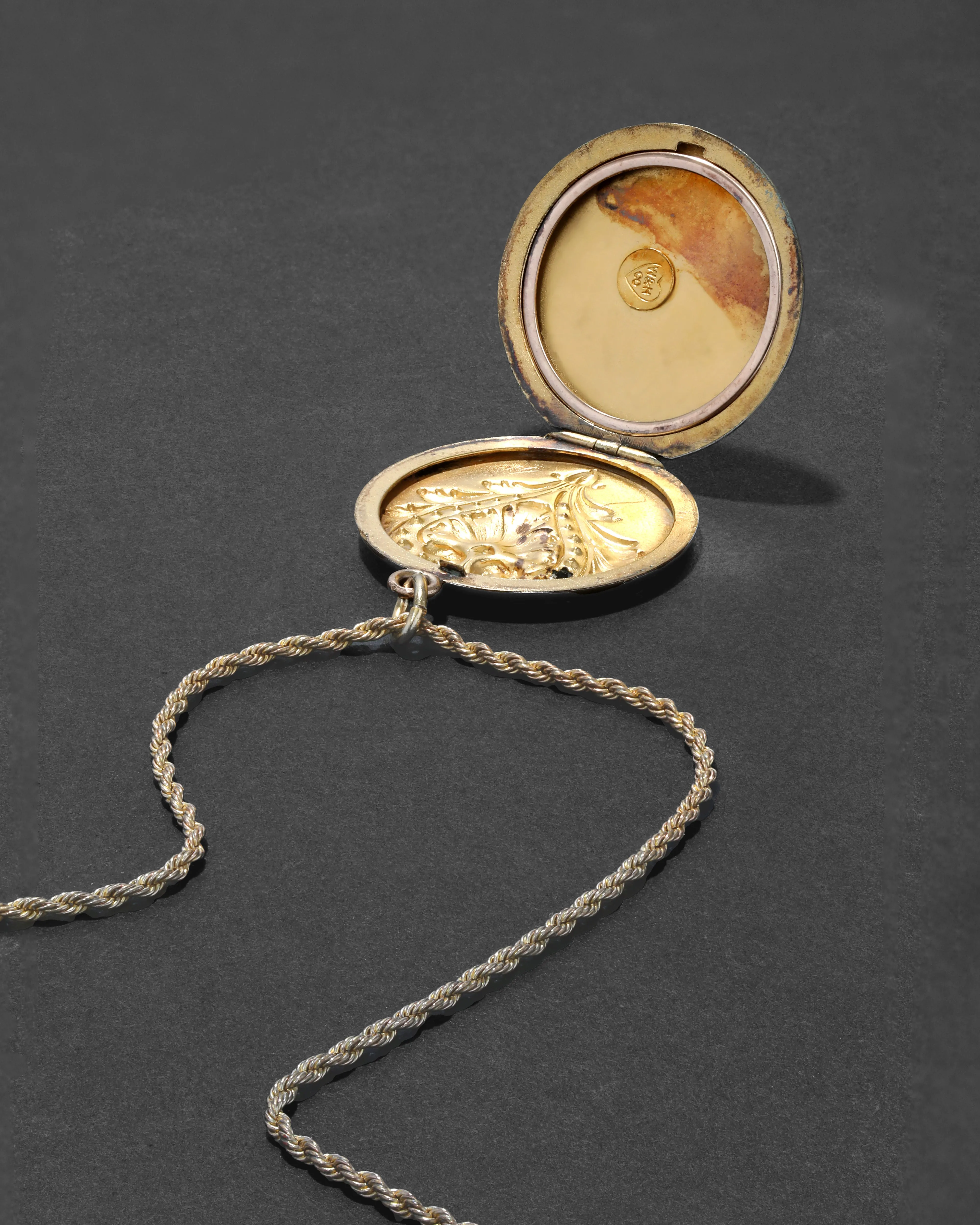 Antique 1800s 14k Gold Filled Crystal Embellished Circle Locket Necklace sold by Alexis Bittar product image thumbnail 3