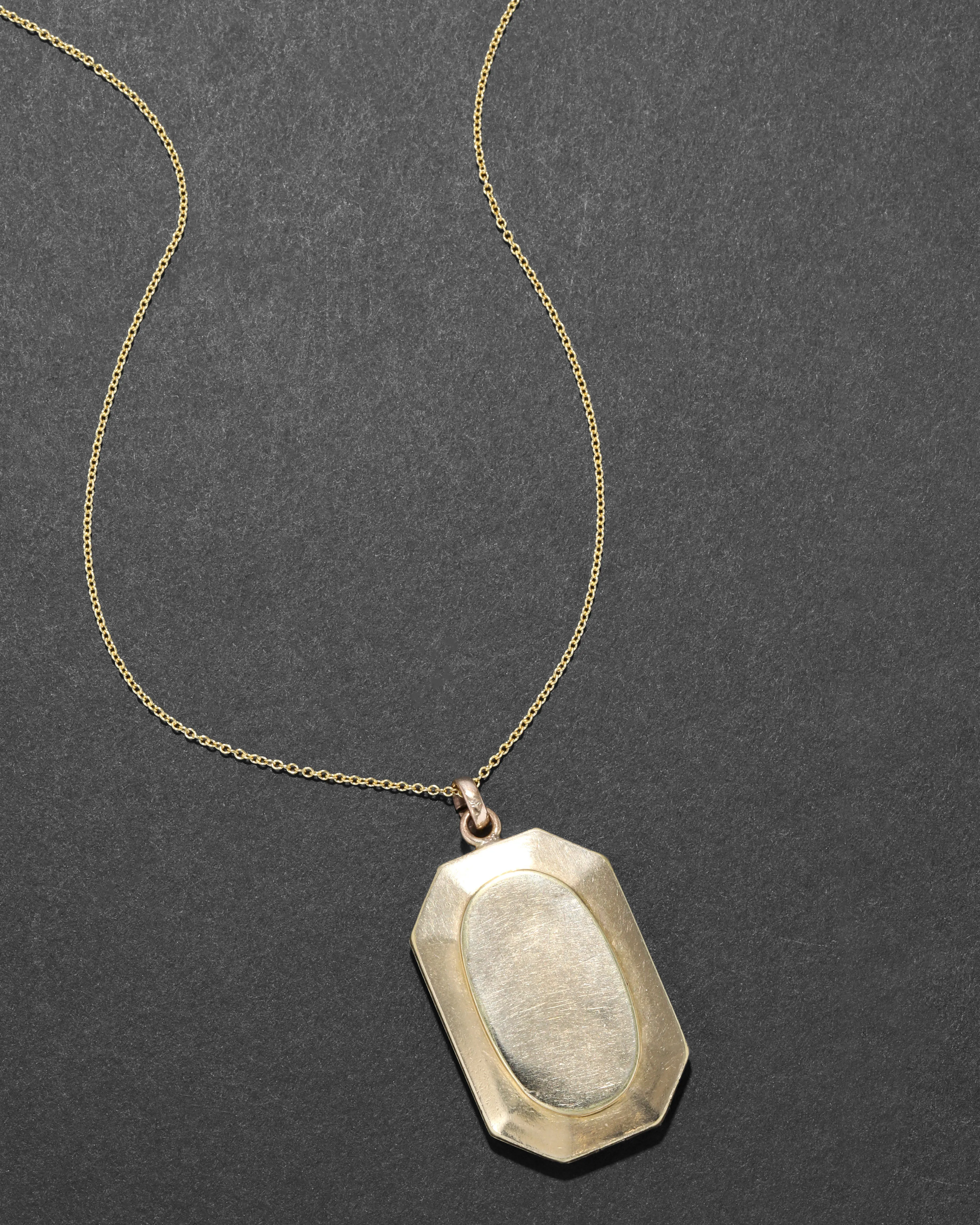 Antique 1800s 14k Gold Filled Etched Wave Motif Rectangular Locket Necklace sold by Alexis Bittar product image thumbnail 4