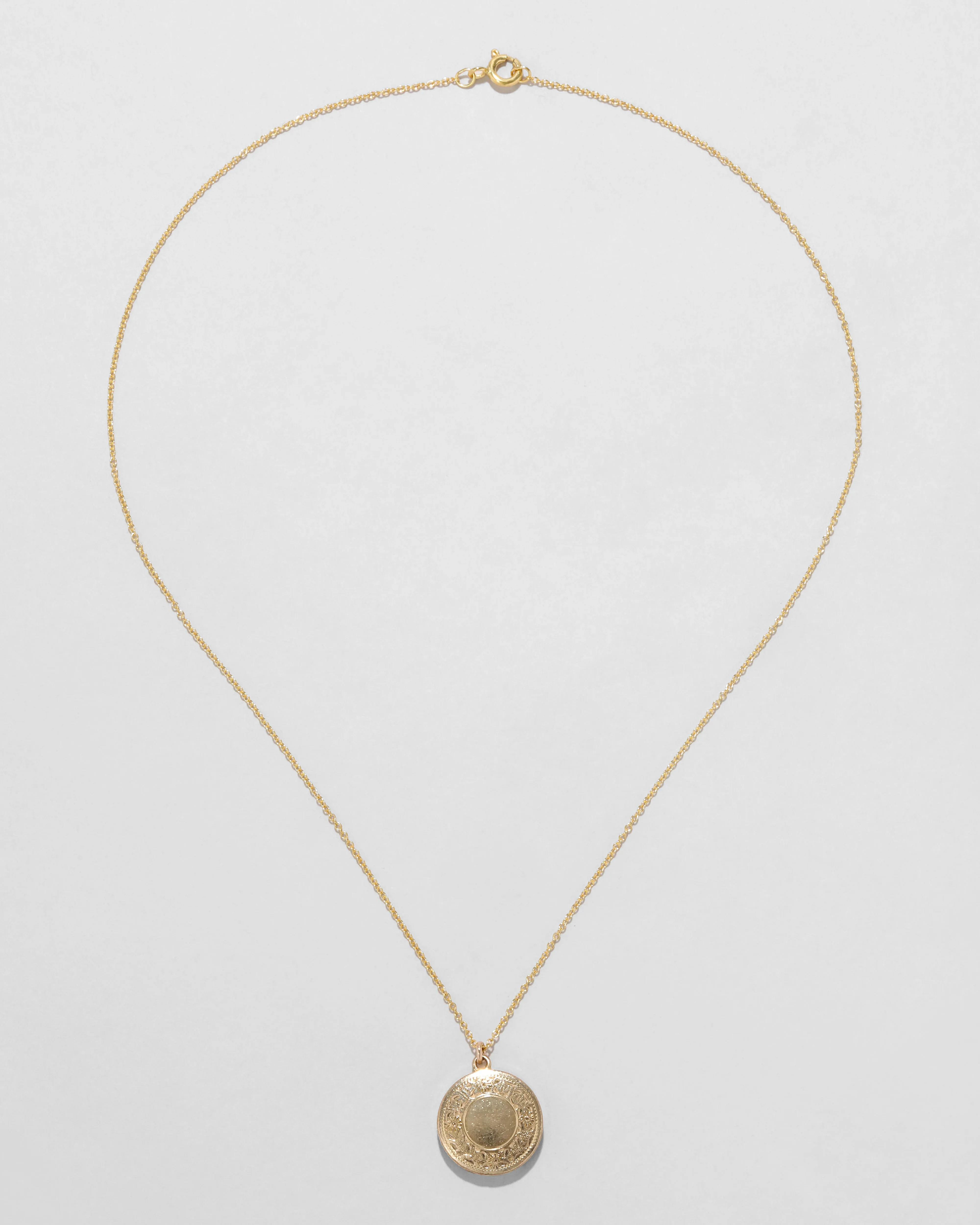 Antique 1920s 14k Gold Filled Circular Floral Pattern Locket Necklace sold by Alexis Bittar product image thumbnail 2