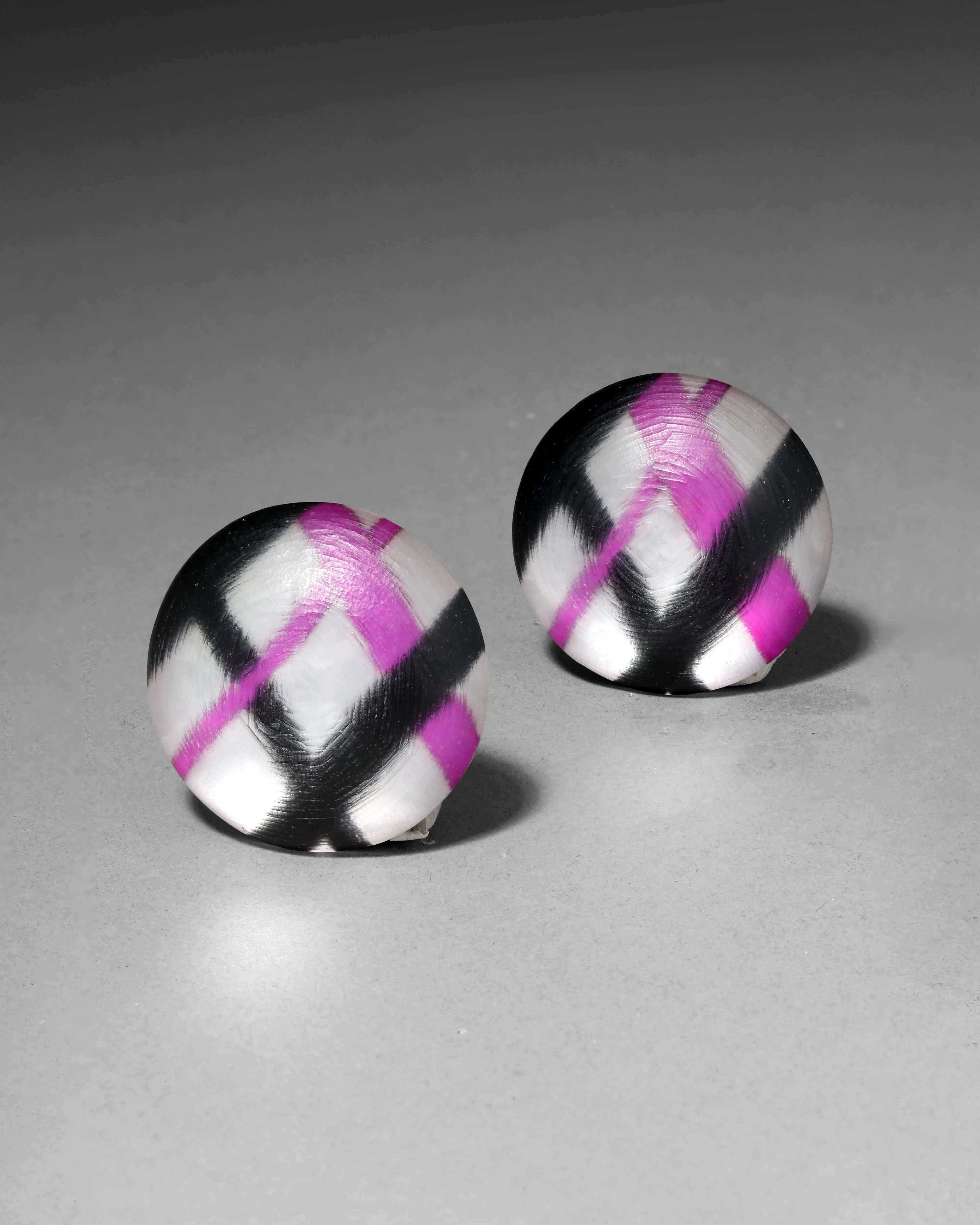 Archive Lucite Button Clip Earring - Fluoro Plaid sold by Alexis Bittar