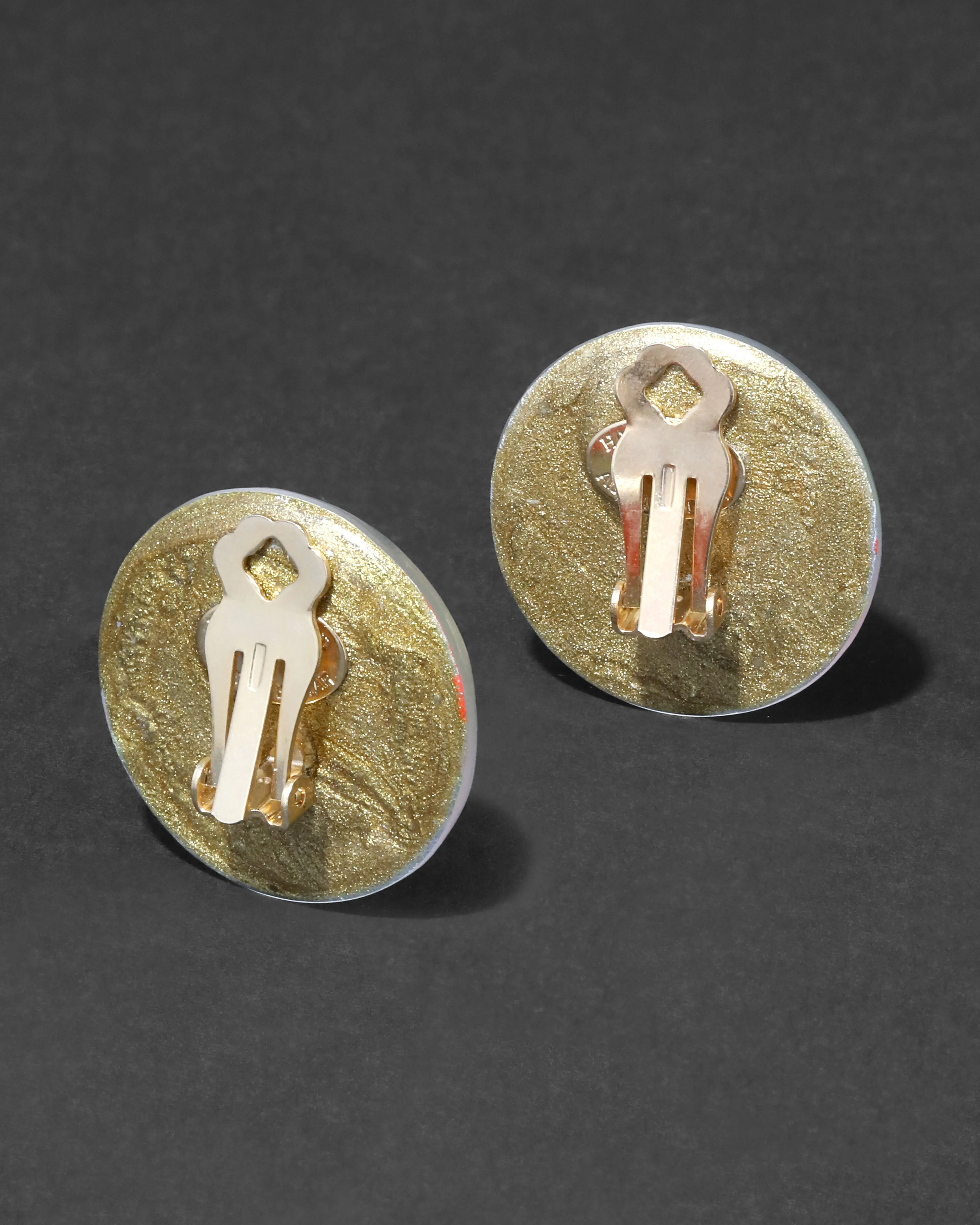 Archive Lucite Button Clip Earring - Fluoro Stripe sold by Alexis Bittar product image thumbnail 2