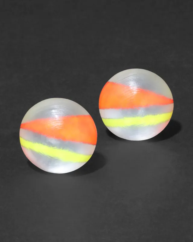 Archive Lucite Button Clip Earring - Fluoro Stripe sold by Alexis Bittar