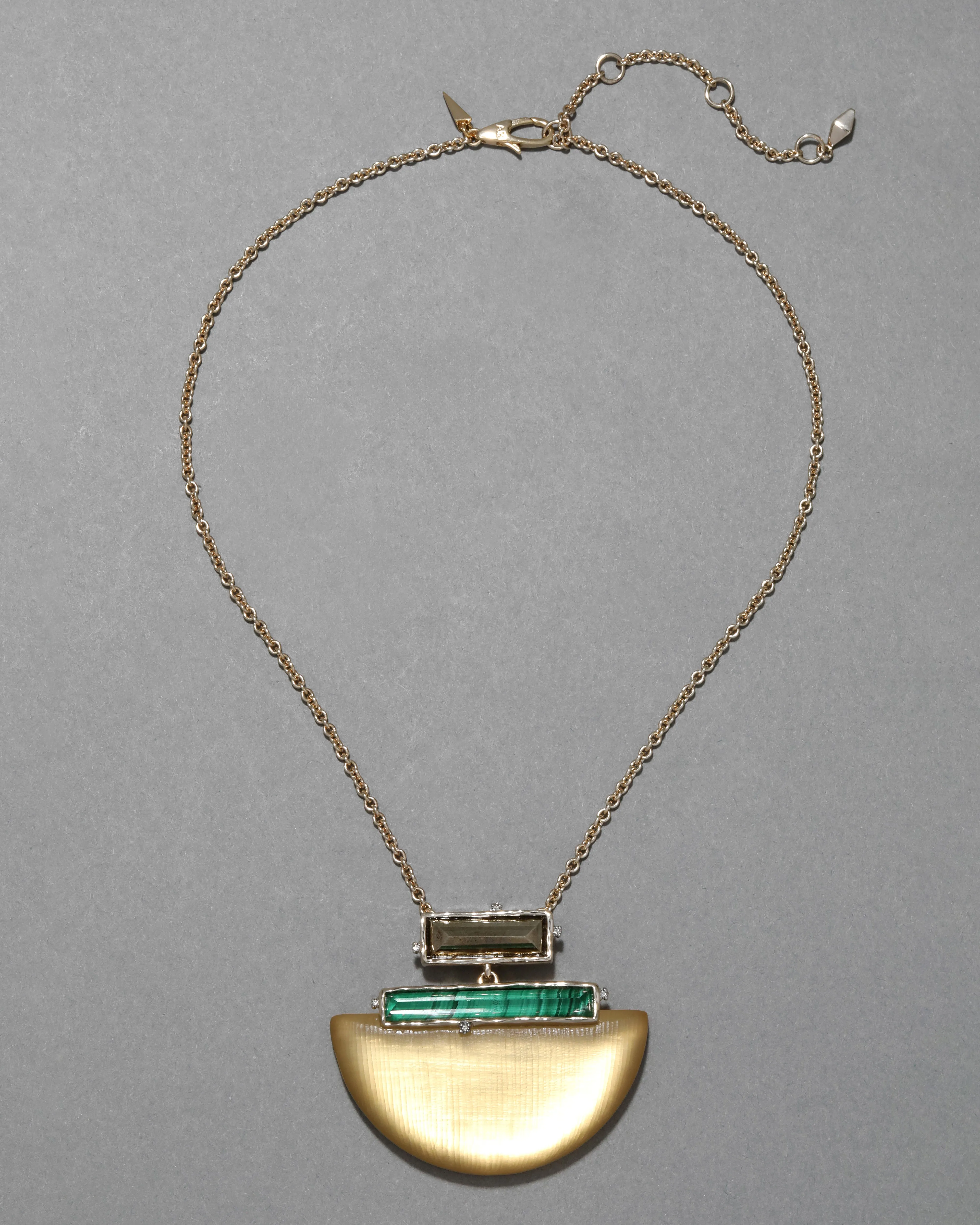 Archive Malachite Doublet and Pyrite Lucite Pendant Necklace sold by Alexis Bittar product image thumbnail 2