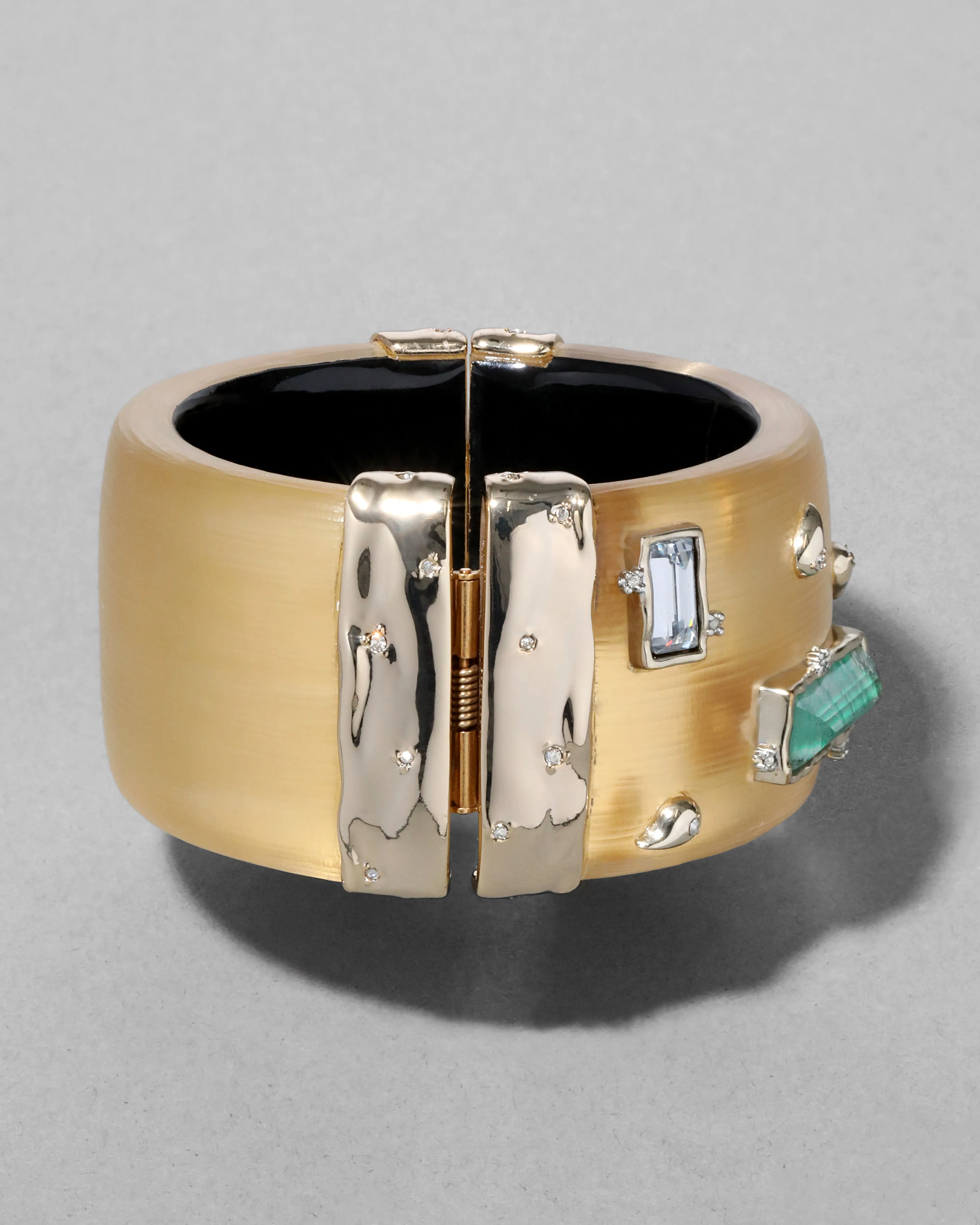 Archive Malachite Doublet and Pyrite Lucite Wide Hinge Bracelet sold by Alexis Bittar product image thumbnail 3