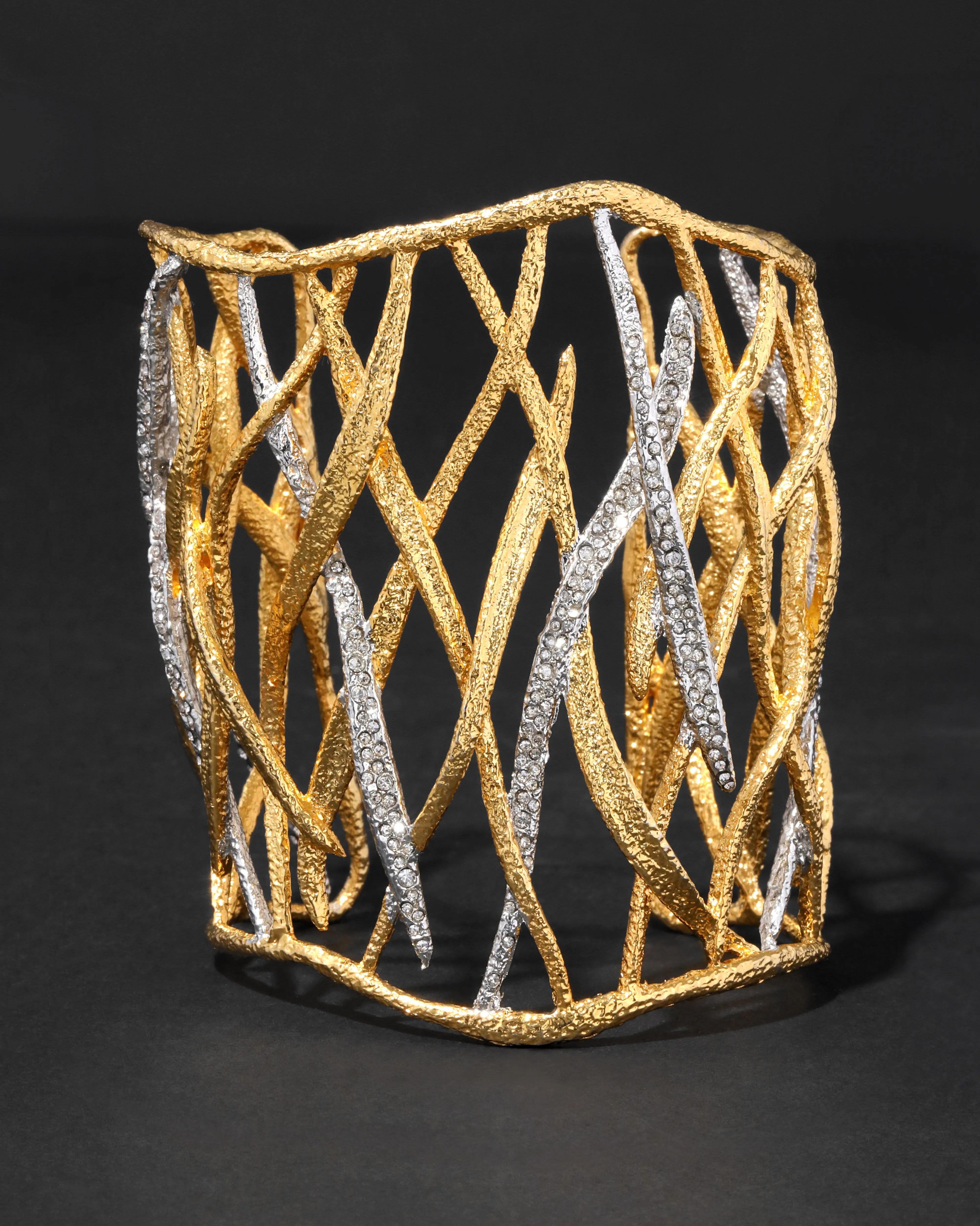 Archive Two Tone Crystal Lattice Cuff Bracelet sold by Alexis Bittar