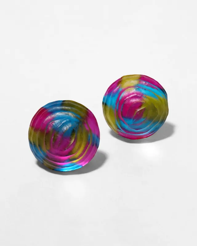 Archive Lucite Button Clip Earring - Tie Dye sold by Alexis Bittar