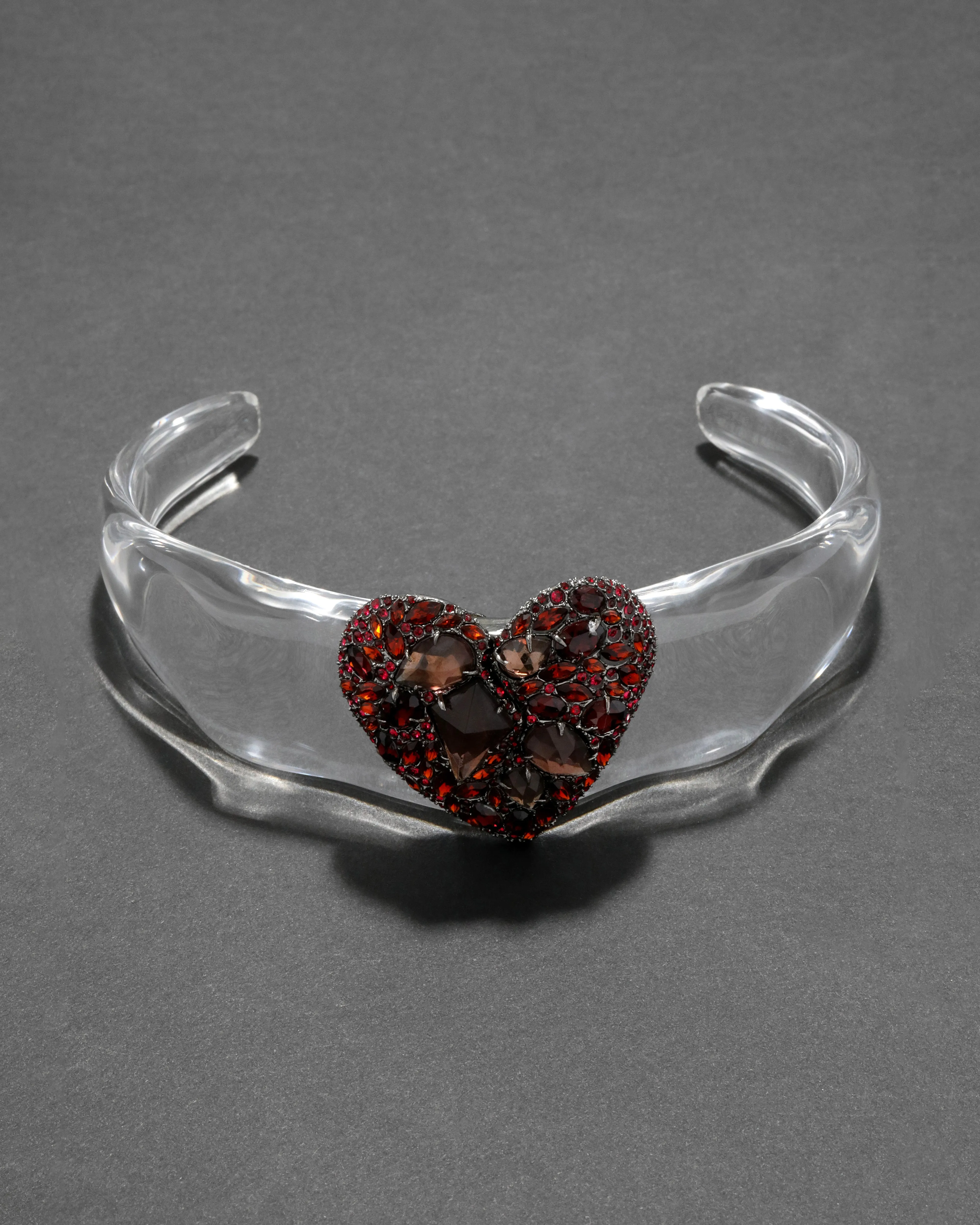 Archive Crystal Pavé Heart Liquid Clear Lucite Collar Necklace sold by Alexis Bittar