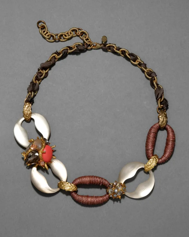 Archive Raffia and Lucite Link Mixed Media Necklace sold by Alexis Bittar