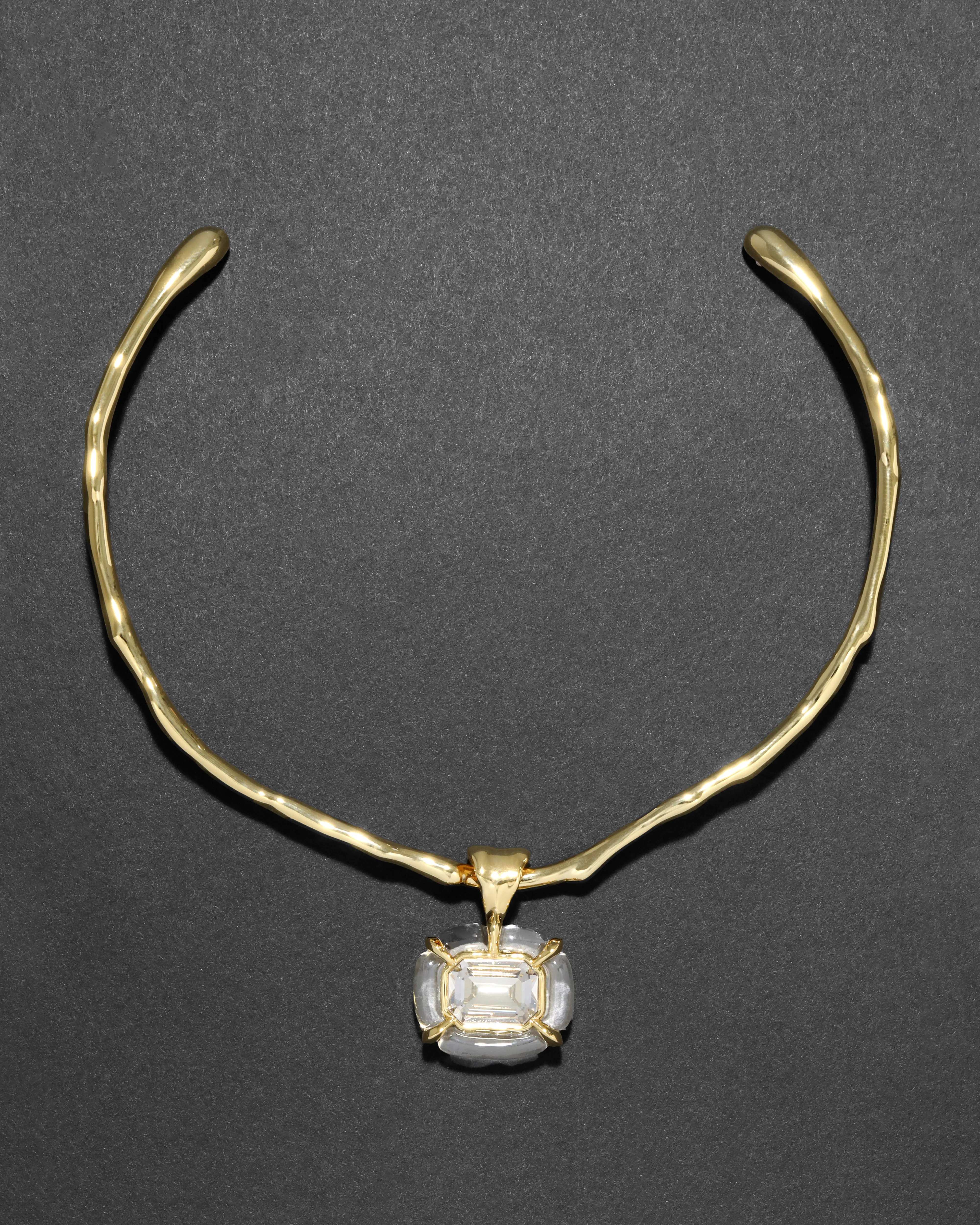 Liquid Lucite Jeweled Crystal Collar Necklace- Clear sold by Alexis Bittar