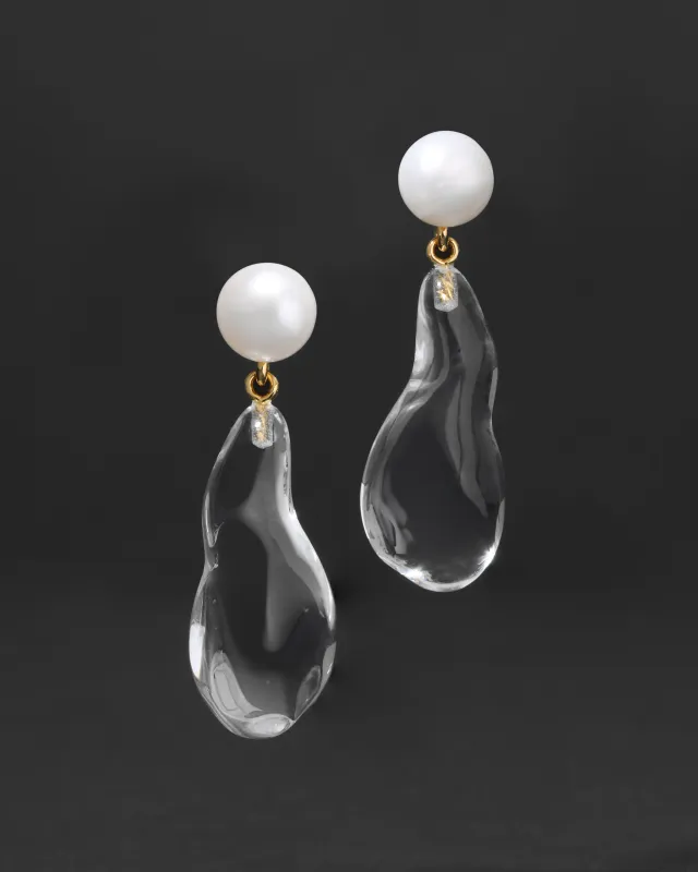 Liquid Lucite Freshwater Pearl Drop Earring- Clear sold by Alexis Bittar