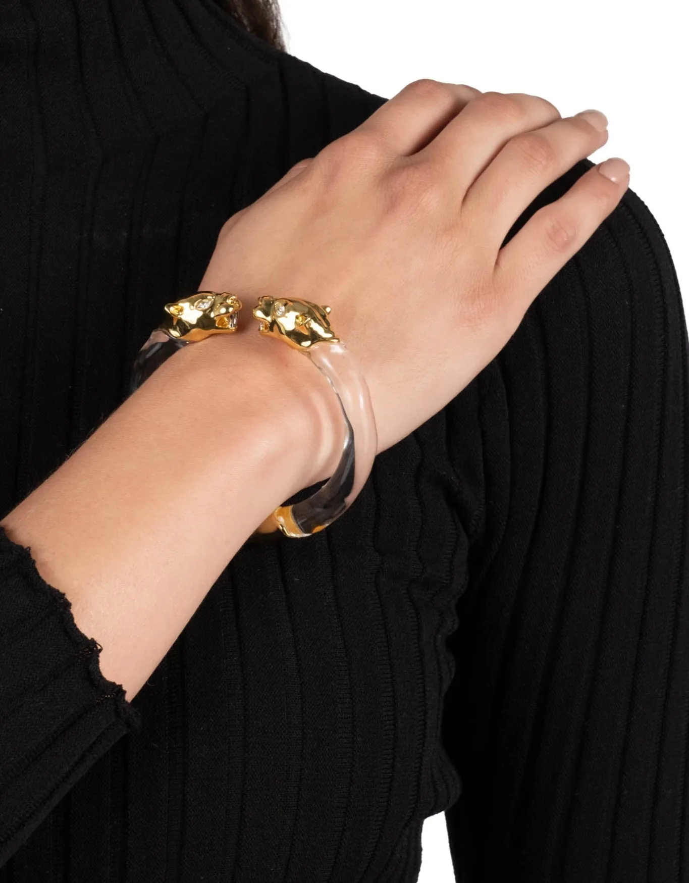 Panther Visage Lucite Hinge Cuff Bracelet sold by Alexis Bittar product image thumbnail 3