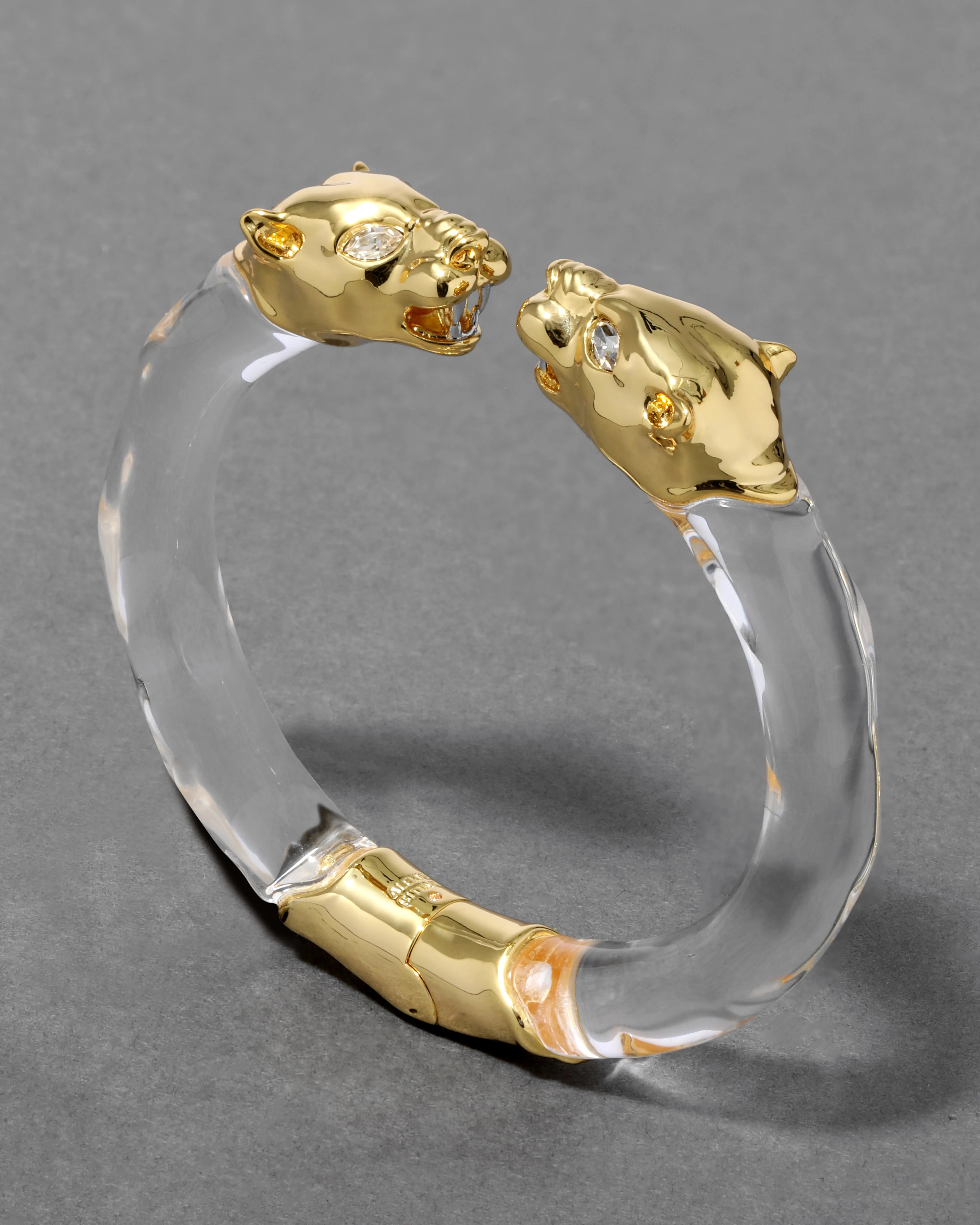 Panther Visage Lucite Hinge Cuff Bracelet sold by Alexis Bittar
