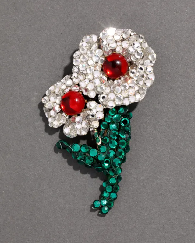 Vintage 1940s Crystal Floral Bouquet Pin sold by Alexis Bittar