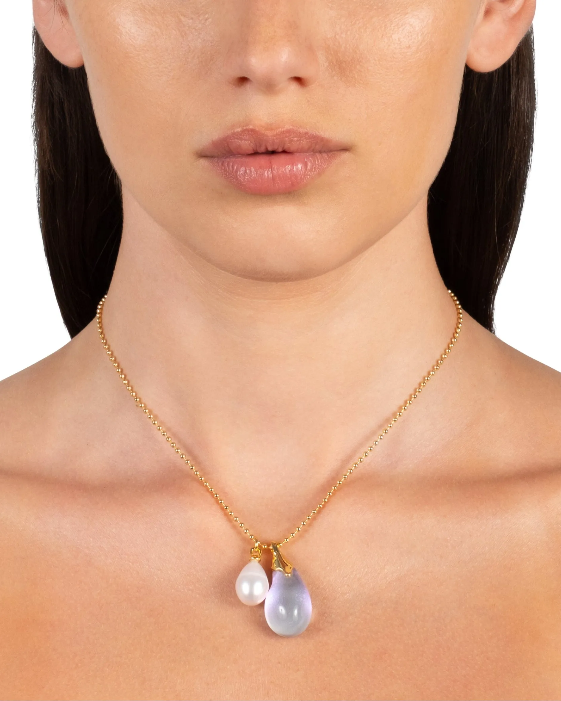 Lucite Teardrop Freshwater Pearl Pendant Necklace- Aurora sold by Alexis Bittar product image thumbnail 2