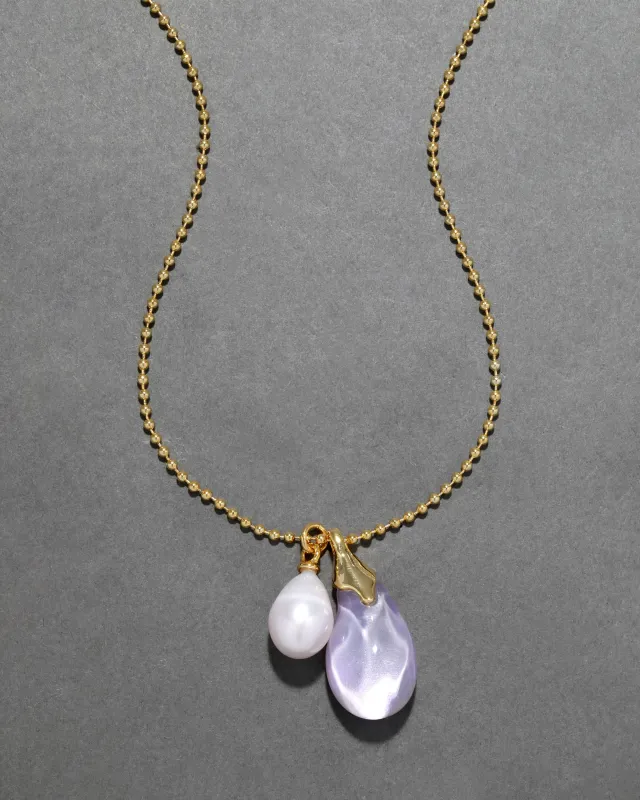 Lucite Teardrop Freshwater Pearl Pendant Necklace- Aurora sold by Alexis Bittar