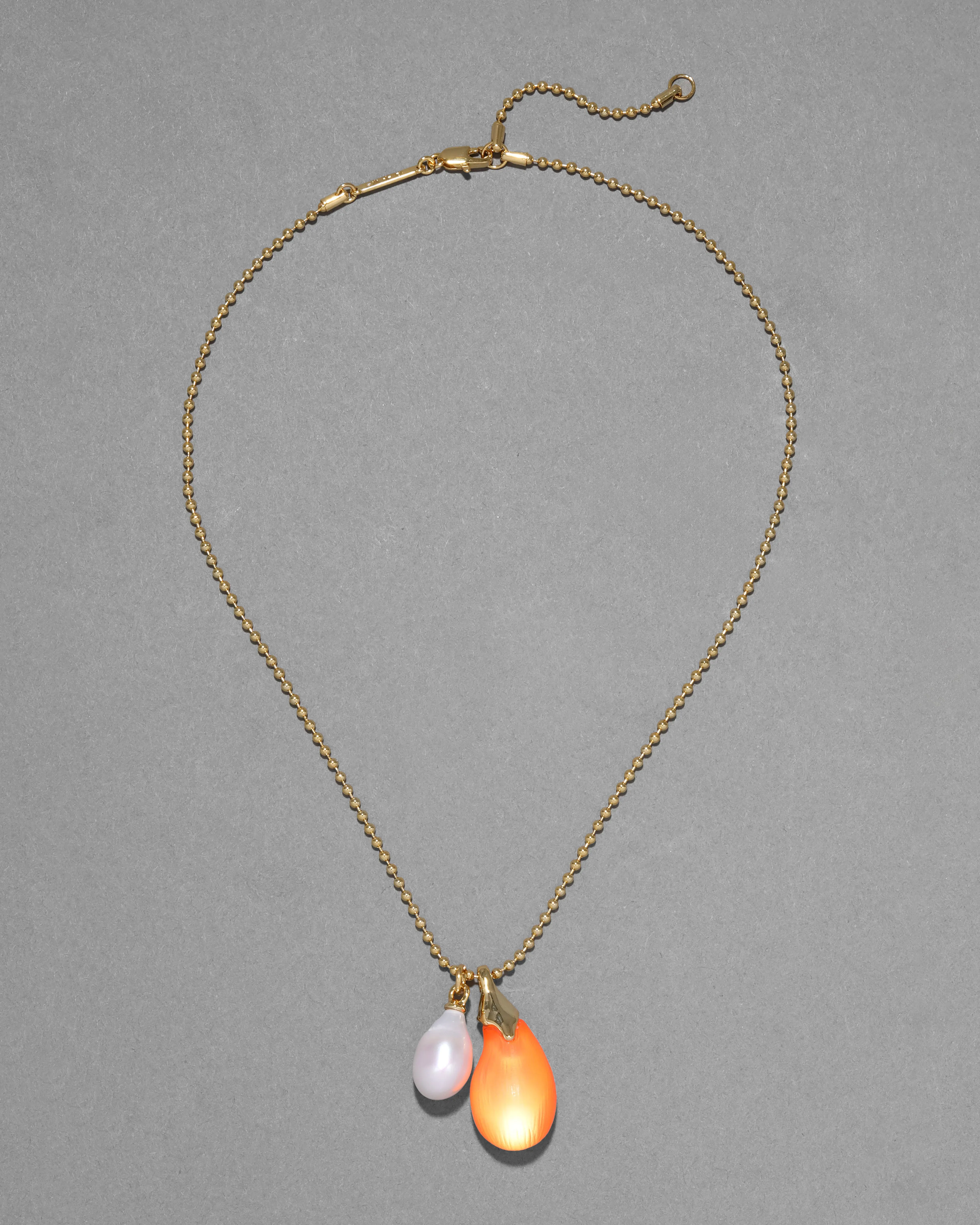 Lucite Teardrop Freshwater Pearl Pendant Necklace- Neon Orange sold by Alexis Bittar product image thumbnail 4