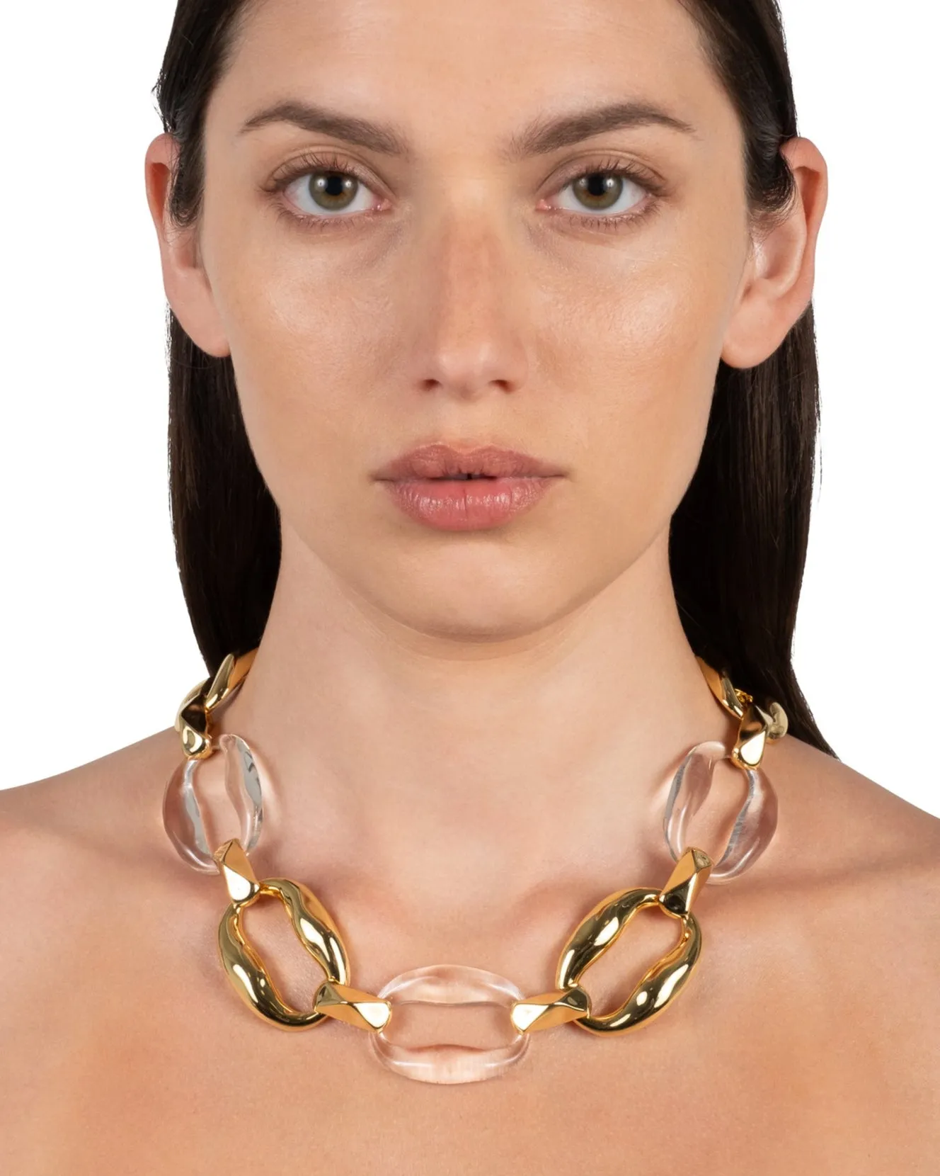 Liquid Lucite Gold Link Necklace- Clear sold by Alexis Bittar product image thumbnail 2