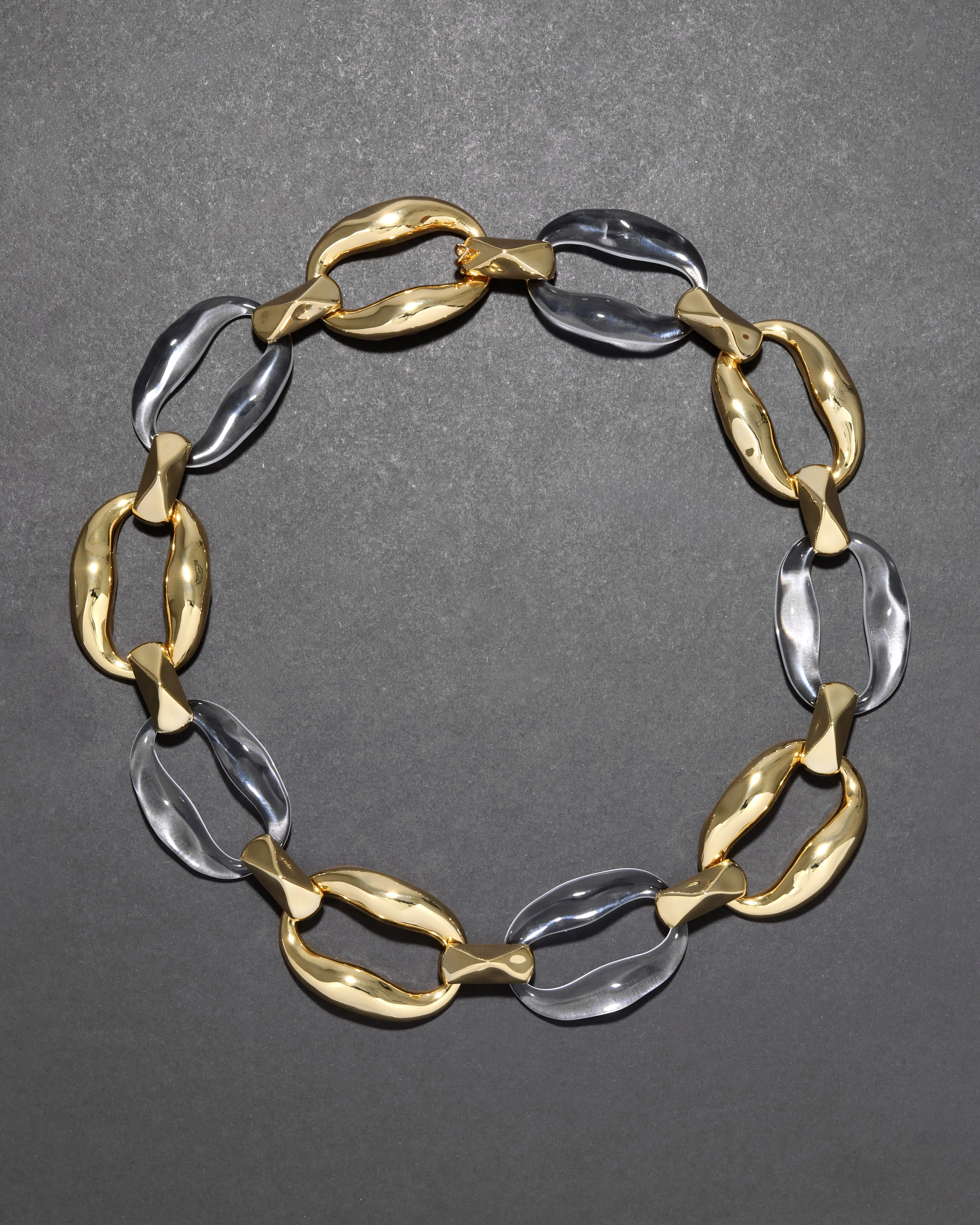 Liquid Lucite Gold Link Necklace- Clear sold by Alexis Bittar